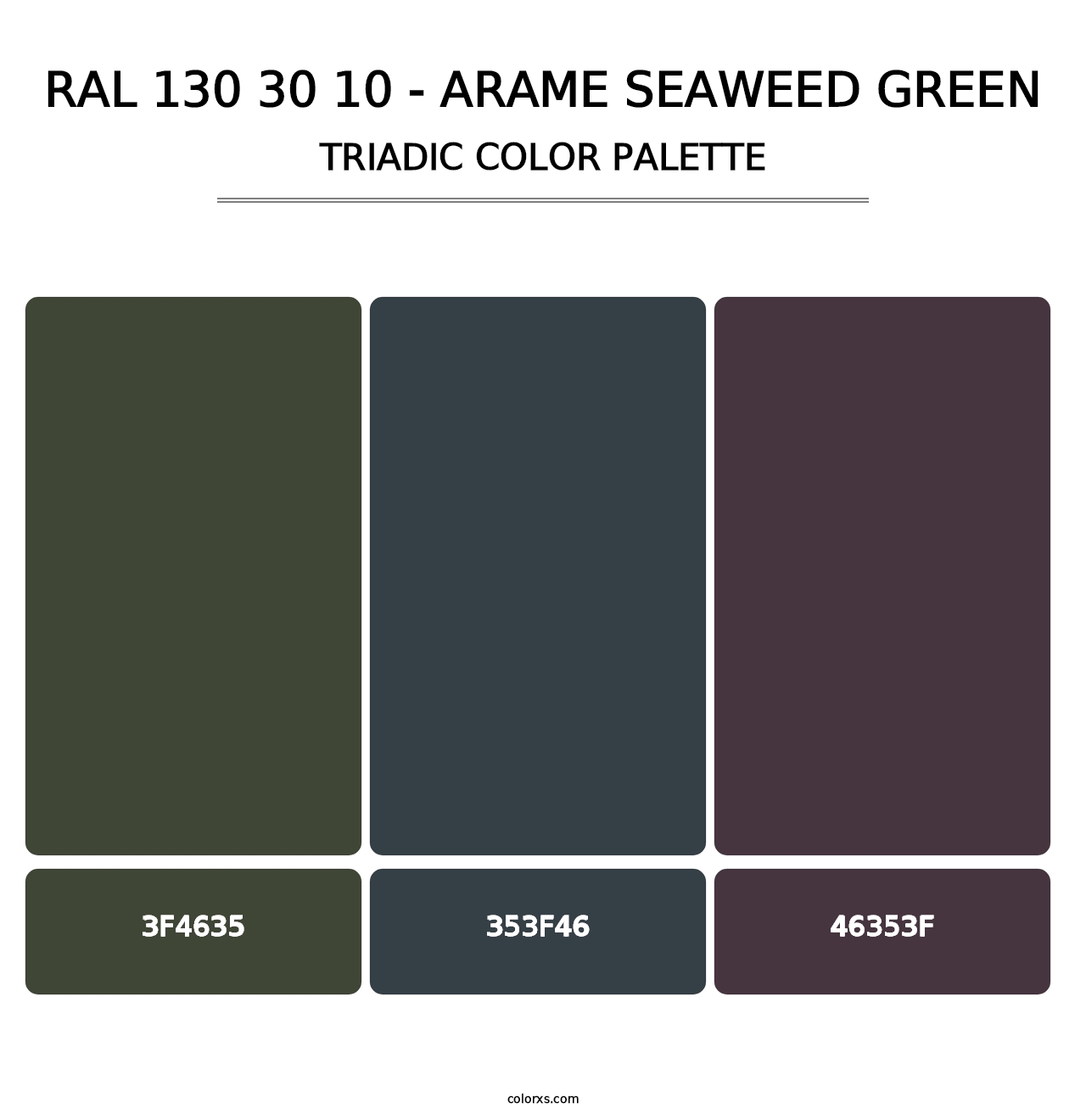 RAL 130 30 10 - Arame Seaweed Green - Triadic Color Palette