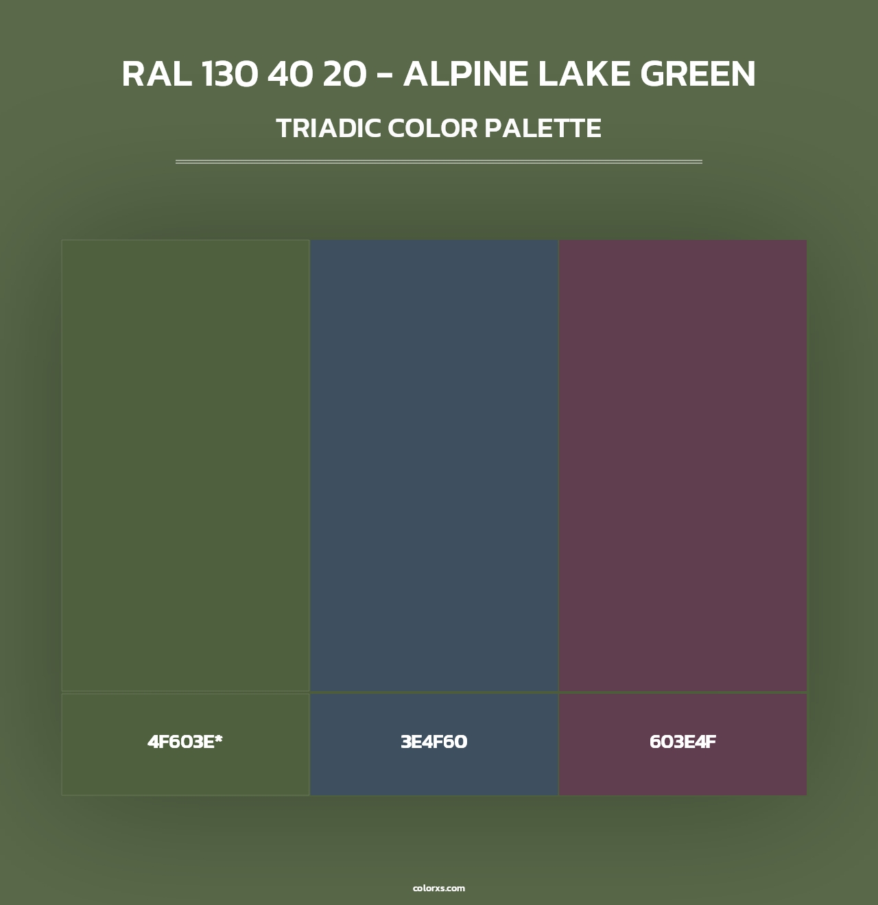 RAL 130 40 20 - Alpine Lake Green - Triadic Color Palette