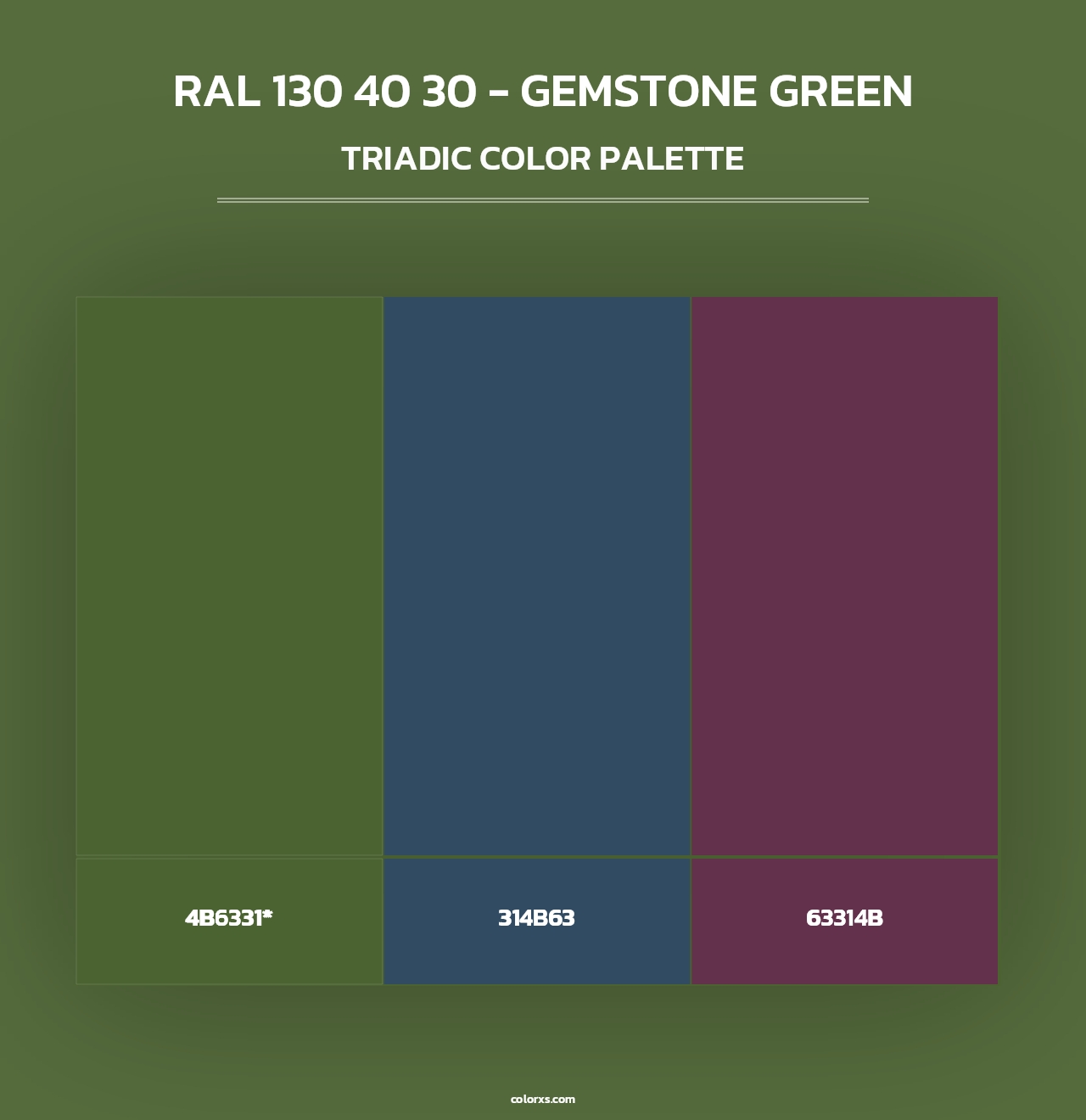 RAL 130 40 30 - Gemstone Green - Triadic Color Palette