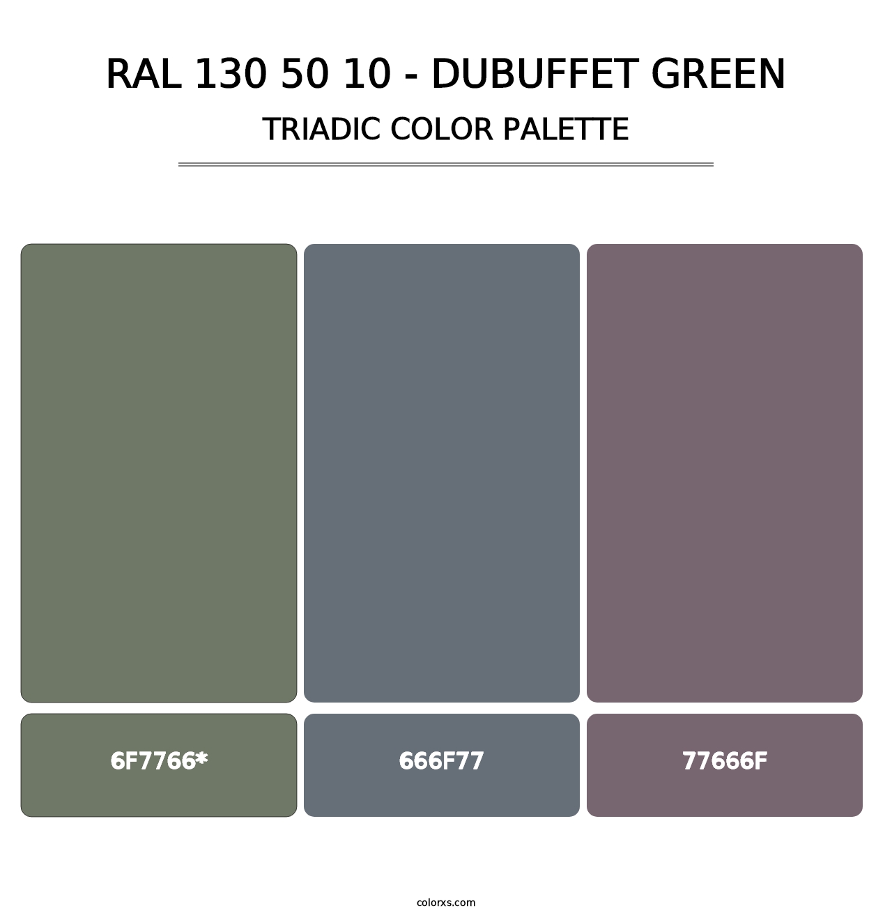 RAL 130 50 10 - Dubuffet Green - Triadic Color Palette