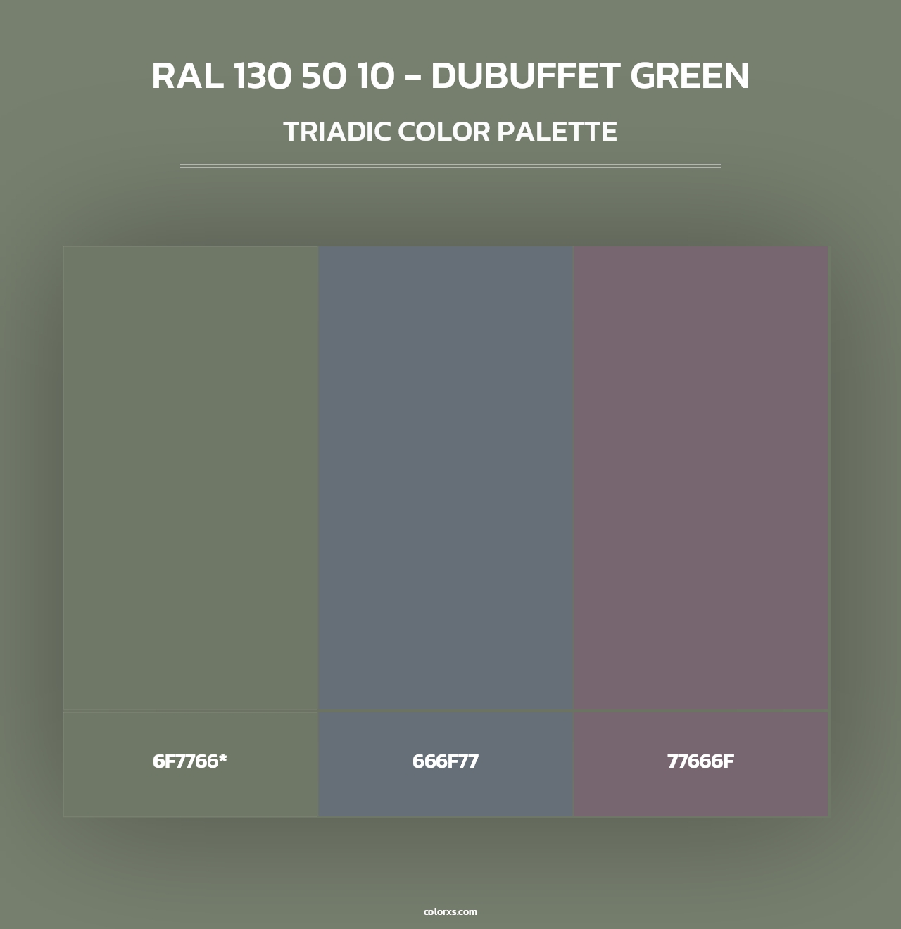 RAL 130 50 10 - Dubuffet Green - Triadic Color Palette