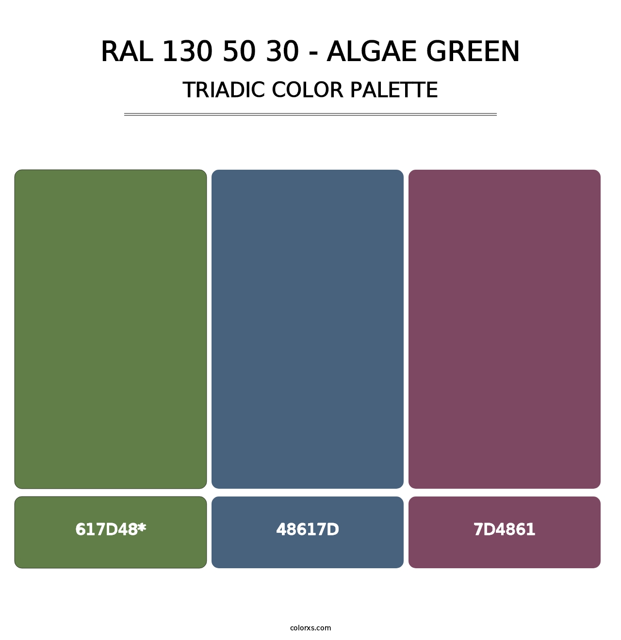 RAL 130 50 30 - Algae Green - Triadic Color Palette