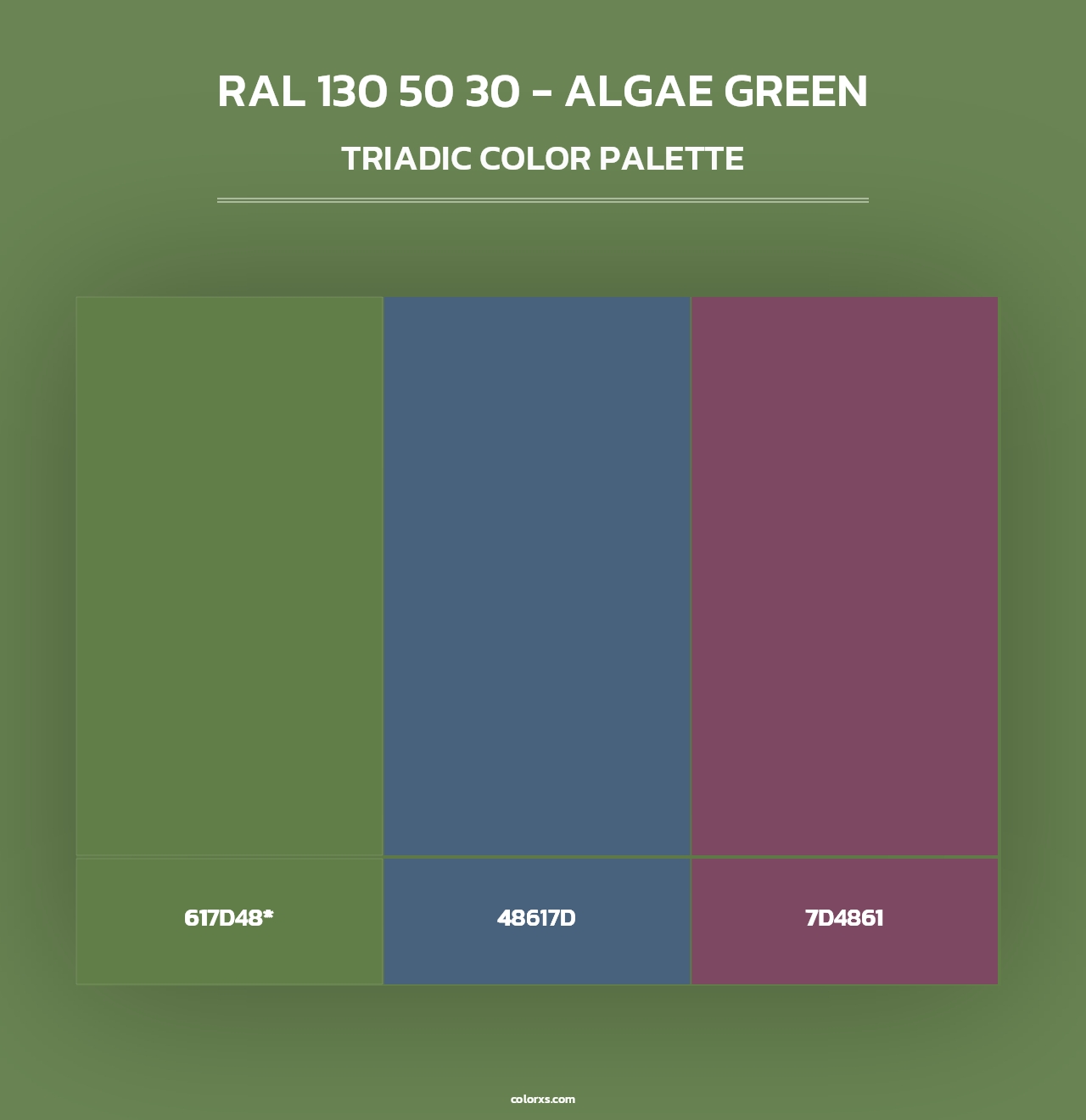RAL 130 50 30 - Algae Green - Triadic Color Palette
