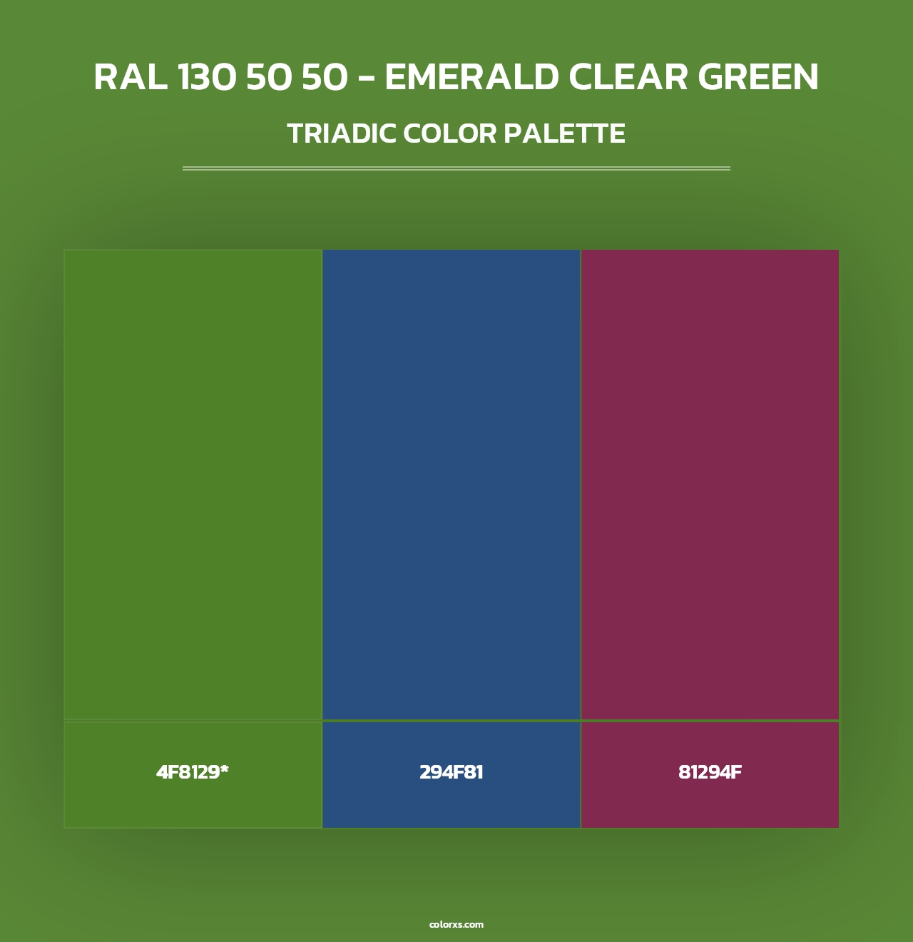 RAL 130 50 50 - Emerald Clear Green - Triadic Color Palette
