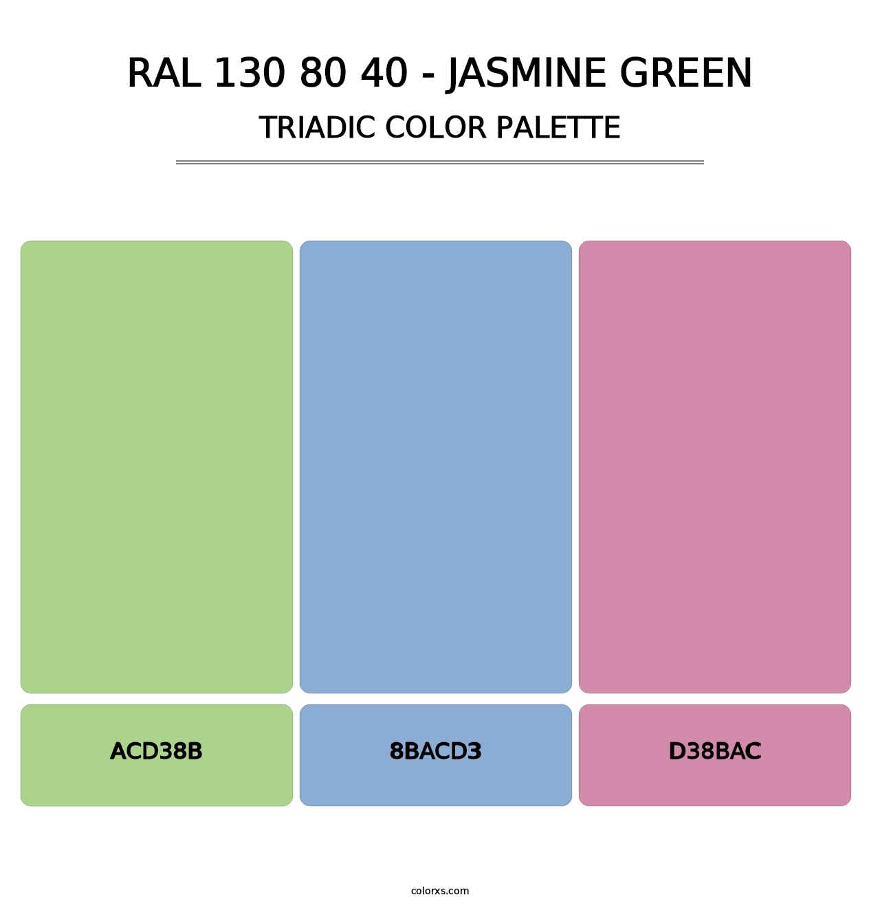 RAL 130 80 40 - Jasmine Green - Triadic Color Palette