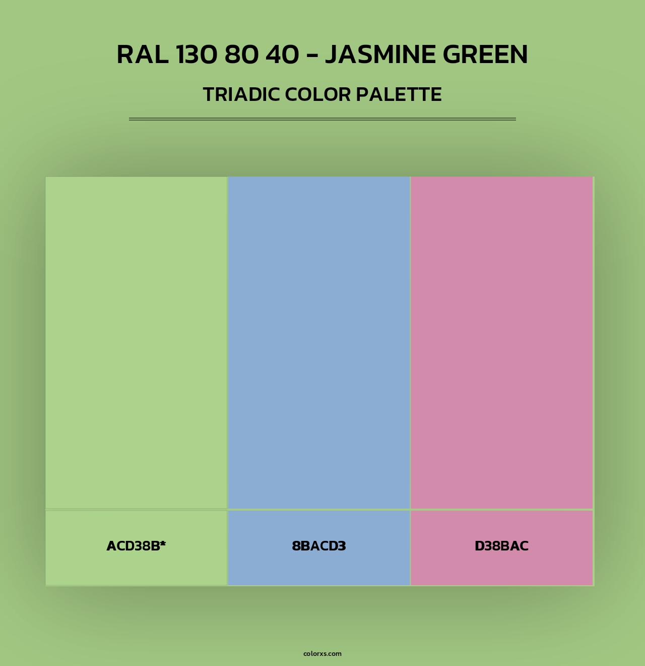 RAL 130 80 40 - Jasmine Green - Triadic Color Palette