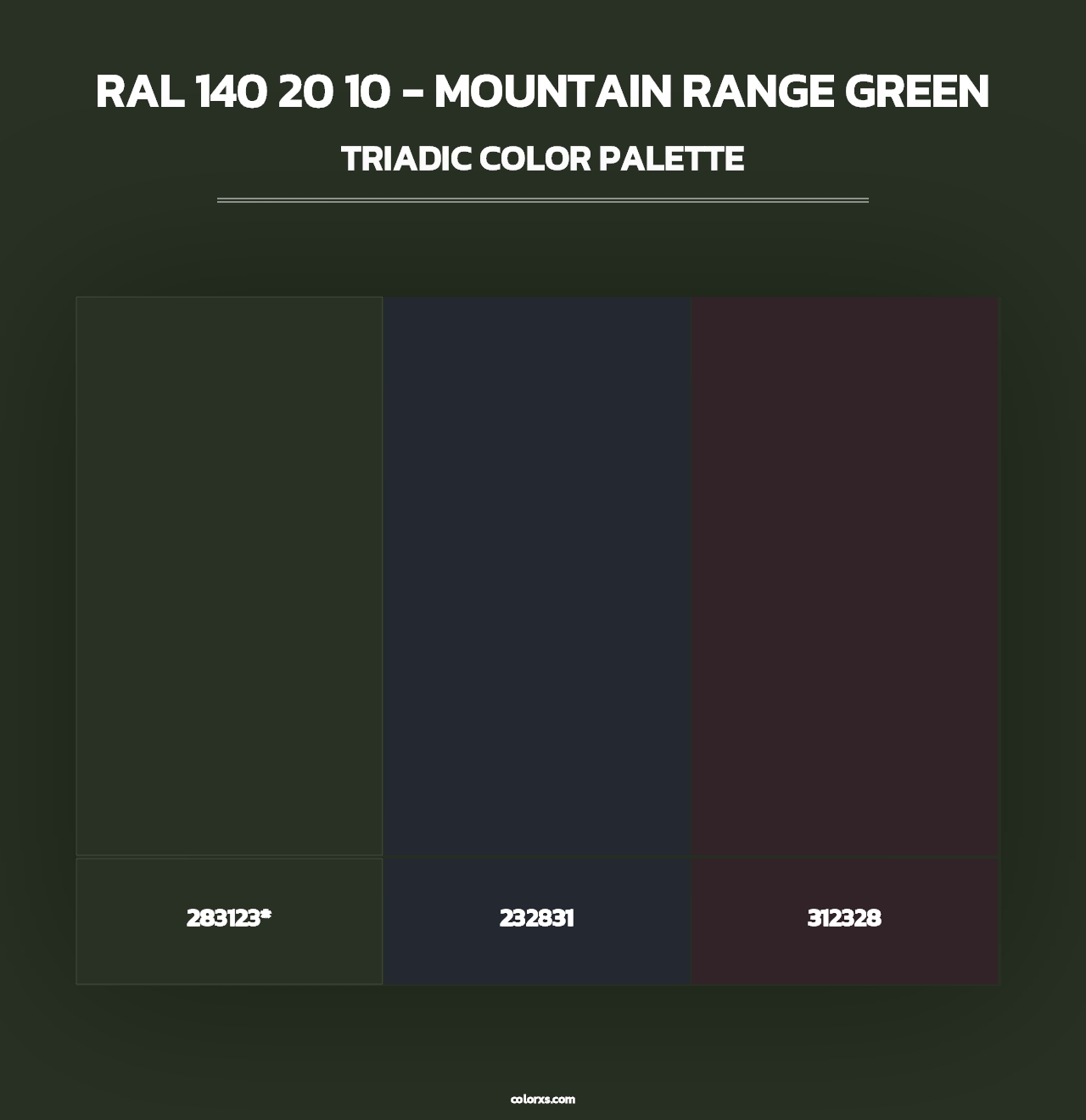 RAL 140 20 10 - Mountain Range Green - Triadic Color Palette
