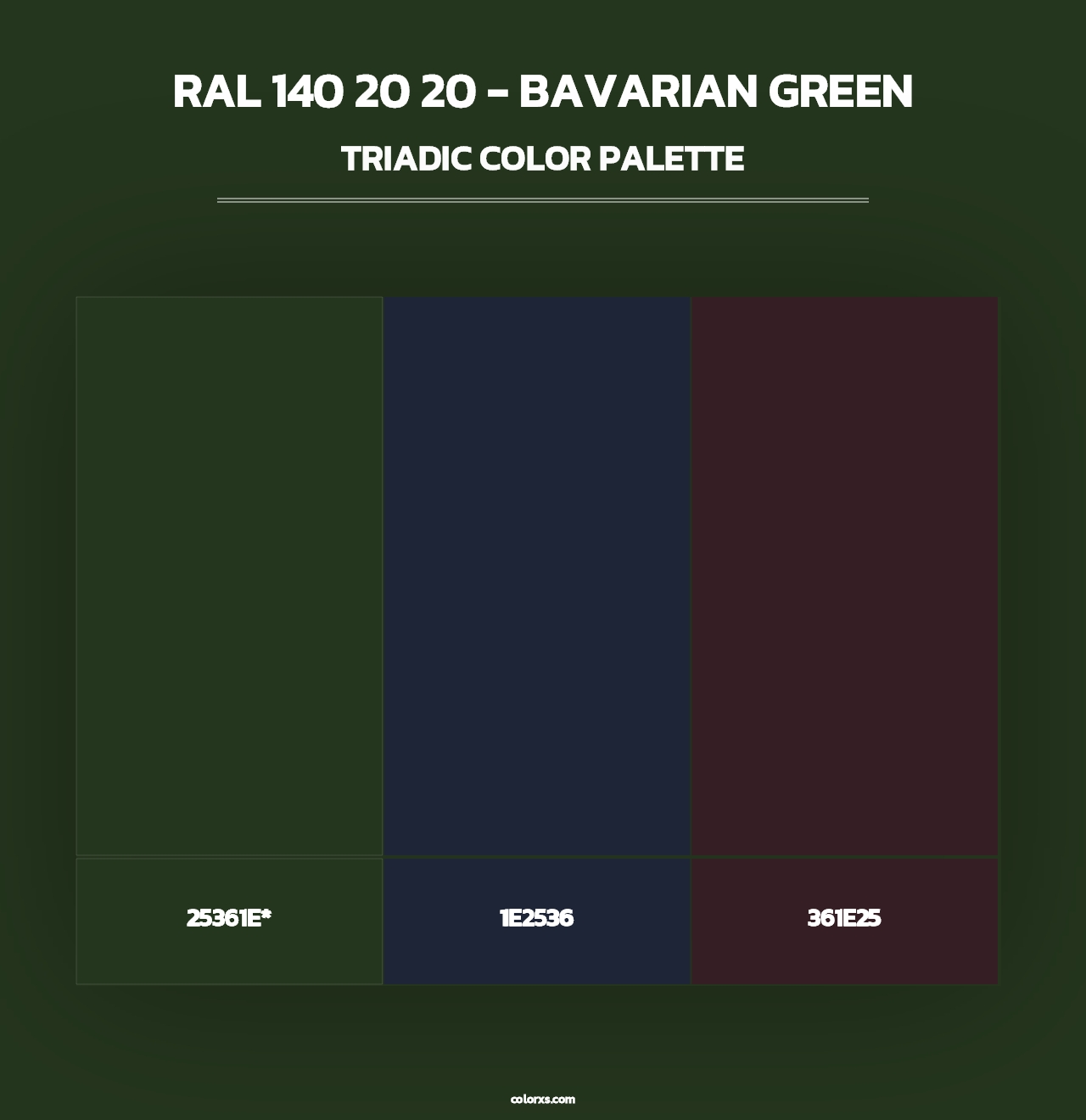 RAL 140 20 20 - Bavarian Green - Triadic Color Palette