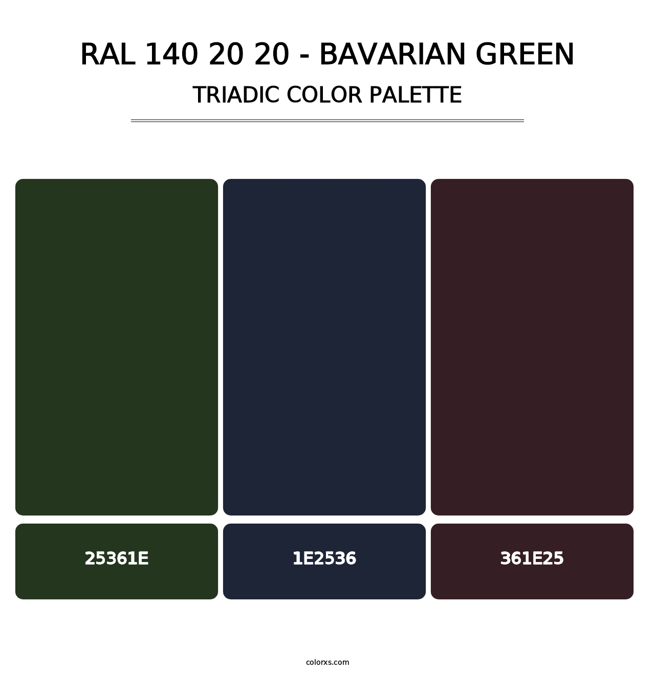 RAL 140 20 20 - Bavarian Green - Triadic Color Palette