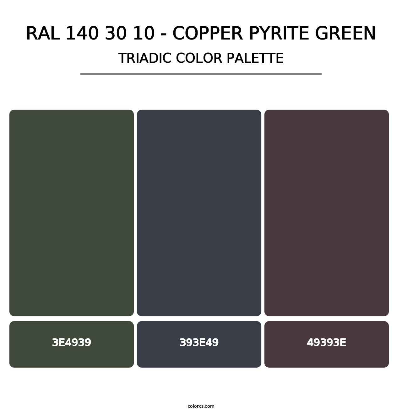 RAL 140 30 10 - Copper Pyrite Green - Triadic Color Palette