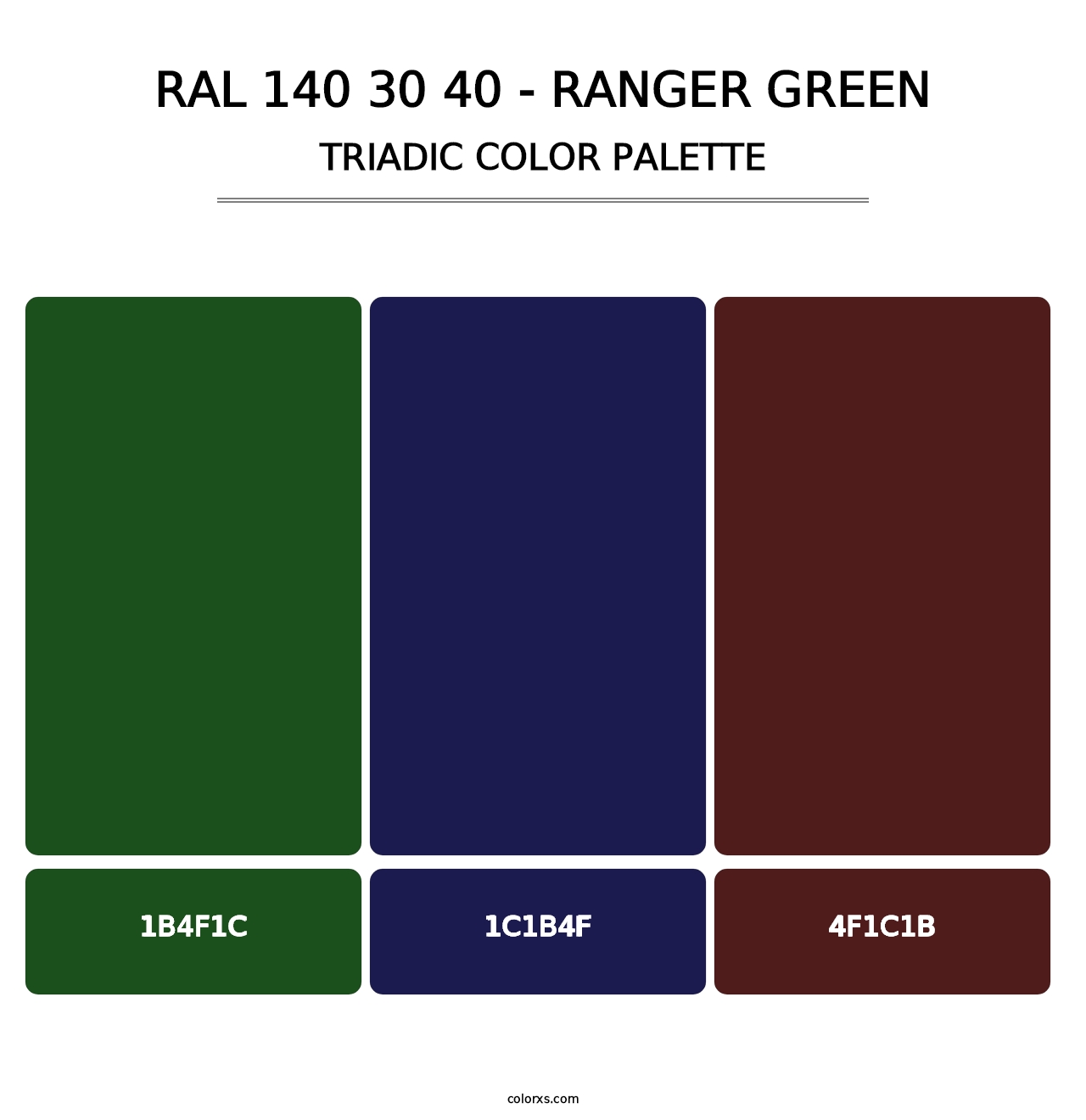 RAL 140 30 40 - Ranger Green - Triadic Color Palette