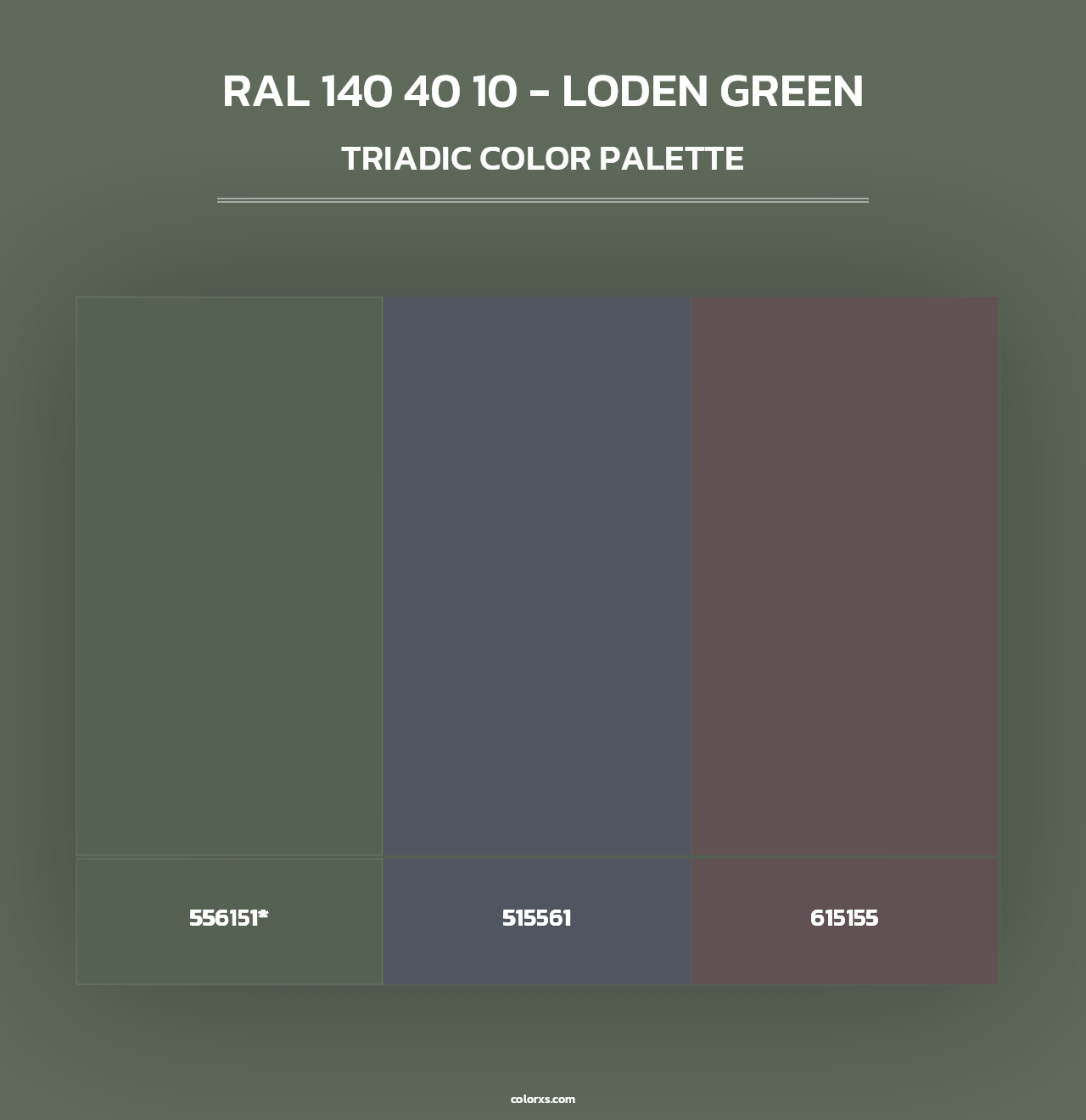 RAL 140 40 10 - Loden Green - Triadic Color Palette