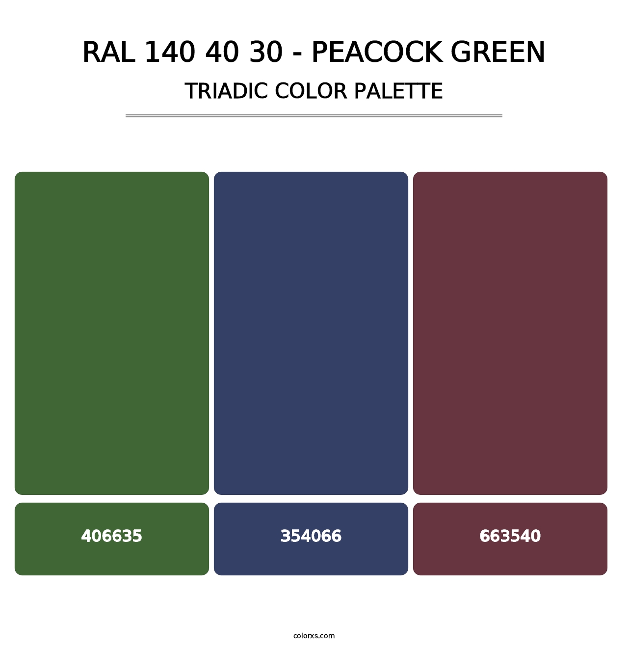 RAL 140 40 30 - Peacock Green - Triadic Color Palette