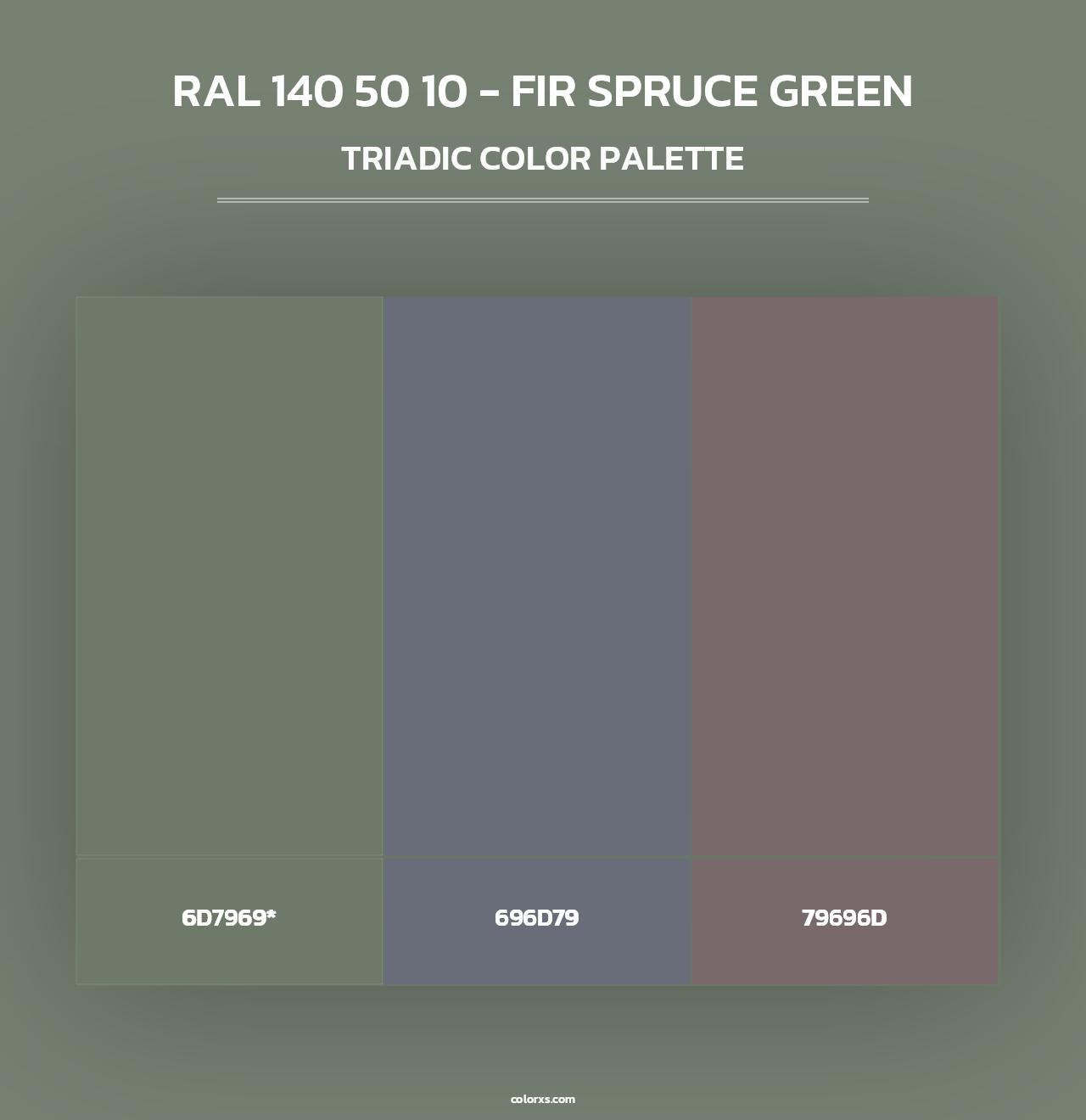 RAL 140 50 10 - Fir Spruce Green - Triadic Color Palette