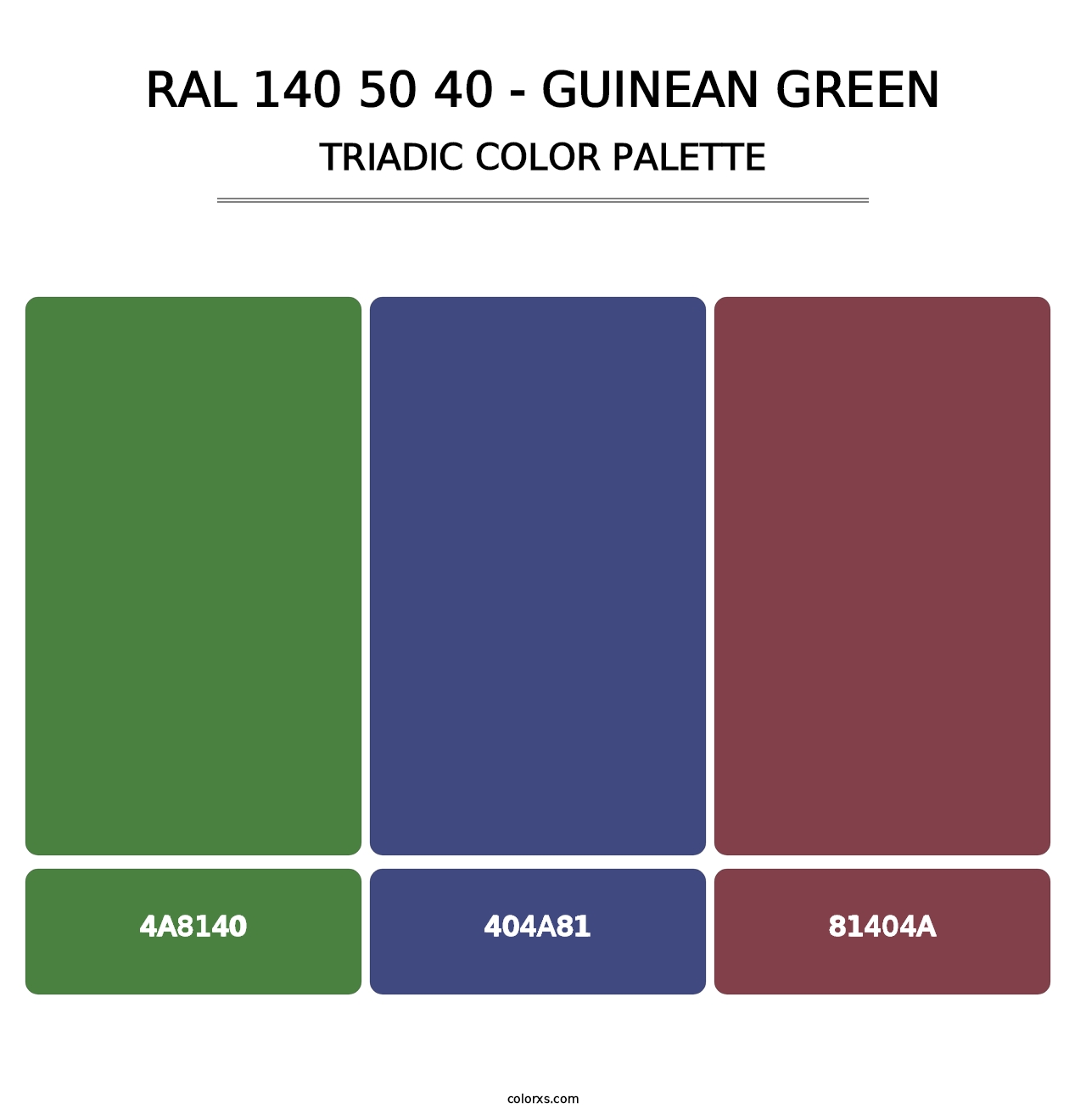 RAL 140 50 40 - Guinean Green - Triadic Color Palette