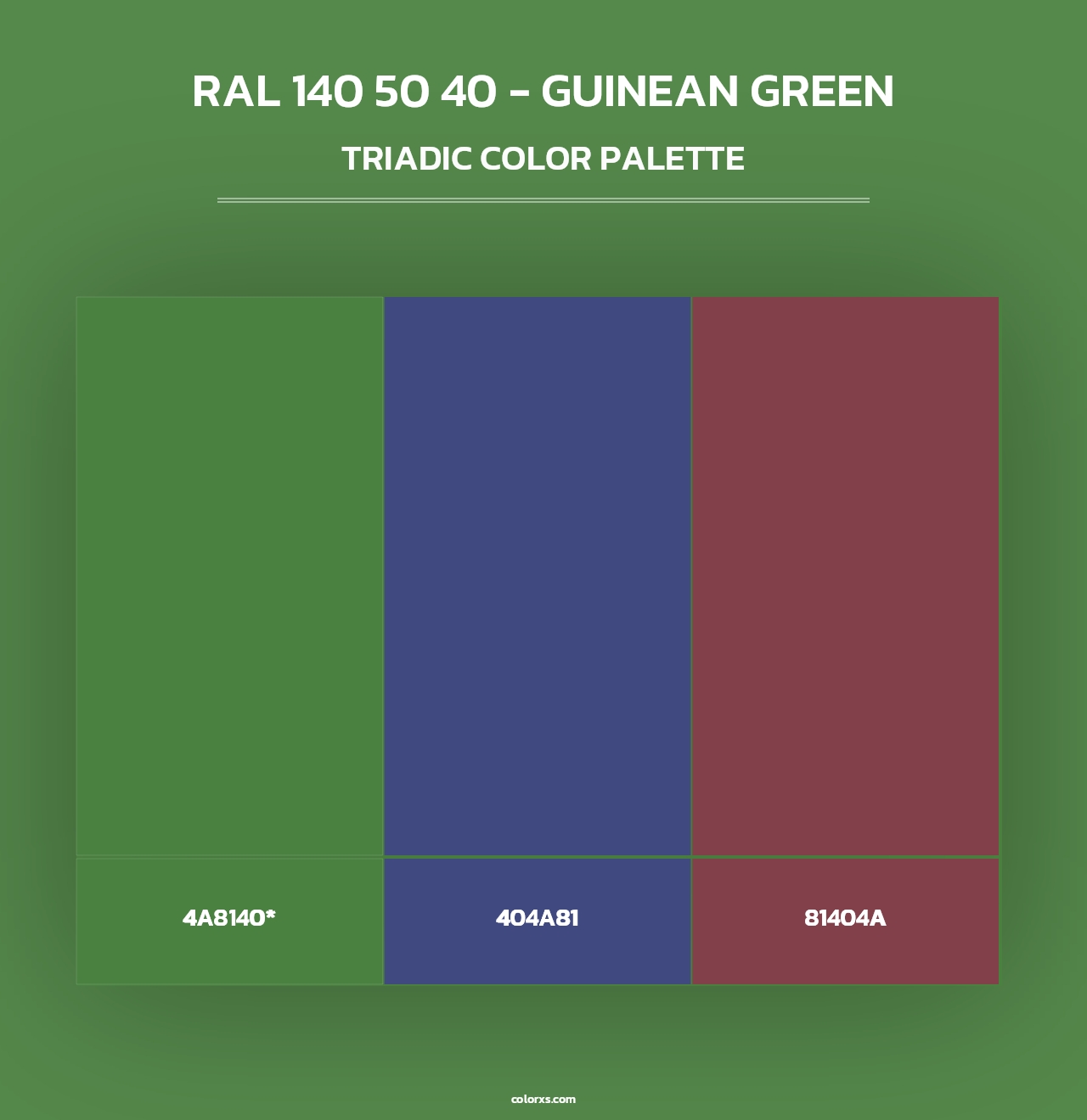 RAL 140 50 40 - Guinean Green - Triadic Color Palette