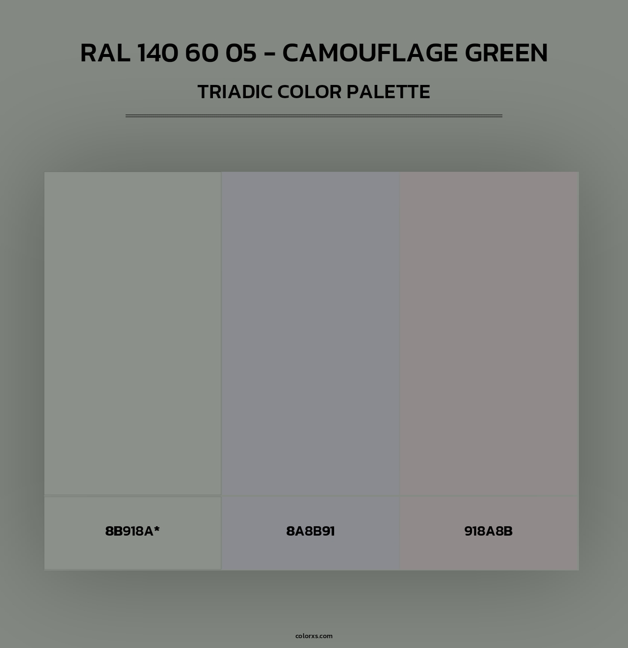 RAL 140 60 05 - Camouflage Green - Triadic Color Palette