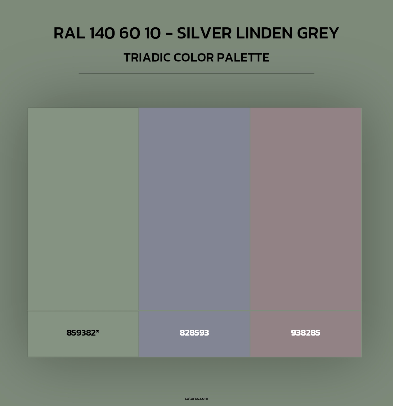 RAL 140 60 10 - Silver Linden Grey - Triadic Color Palette