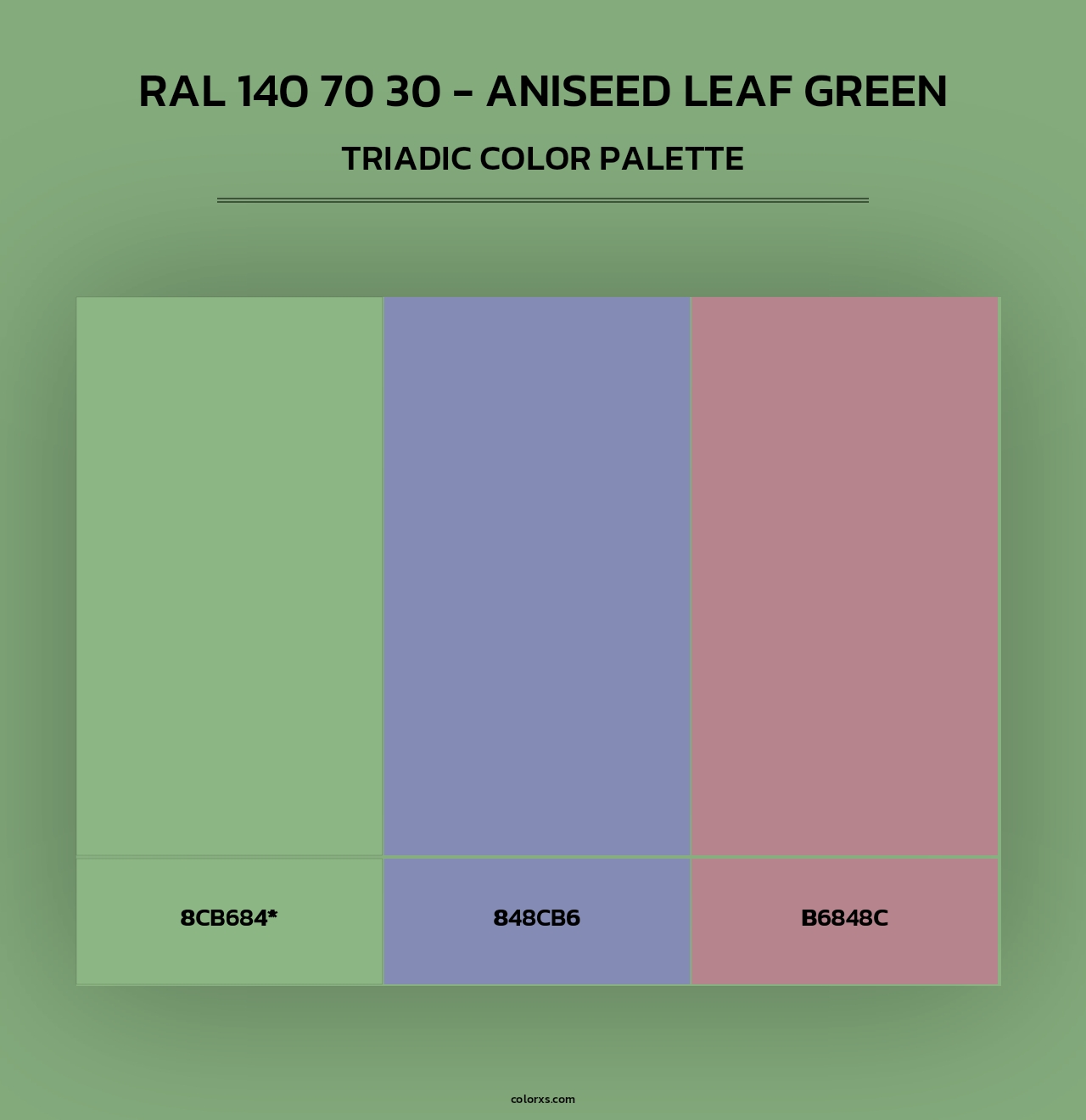 RAL 140 70 30 - Aniseed Leaf Green - Triadic Color Palette