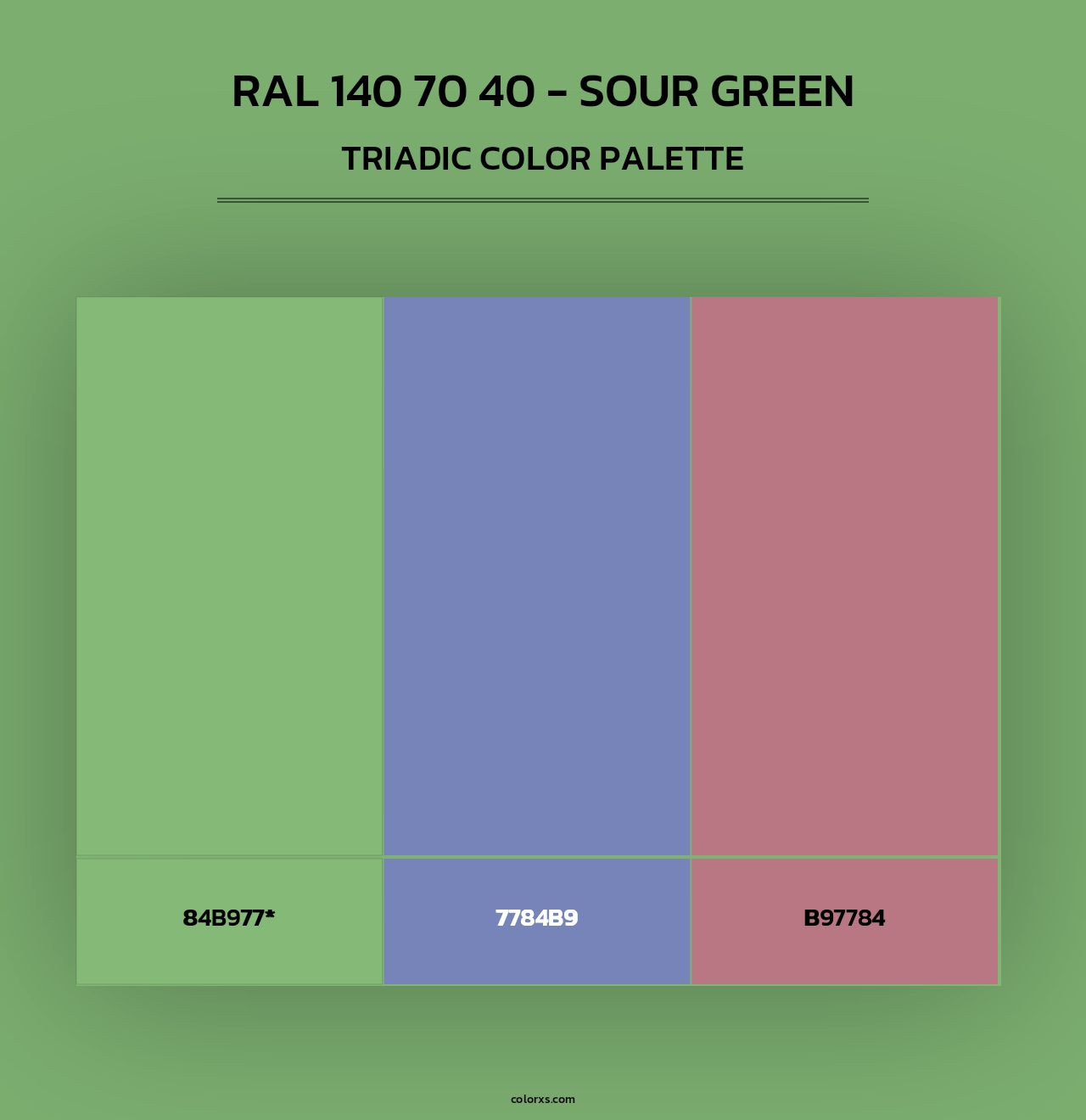 RAL 140 70 40 - Sour Green - Triadic Color Palette