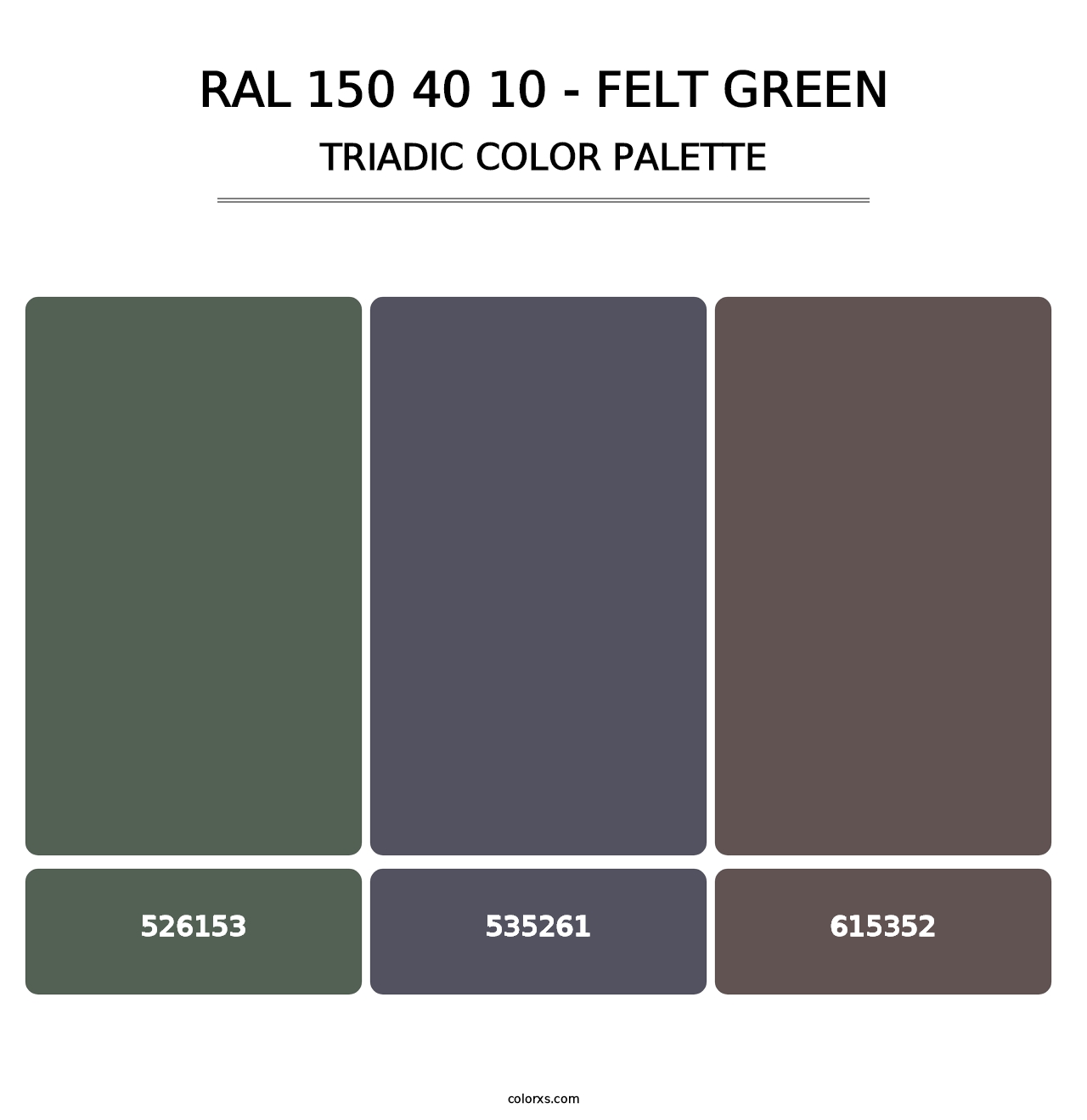 RAL 150 40 10 - Felt Green - Triadic Color Palette