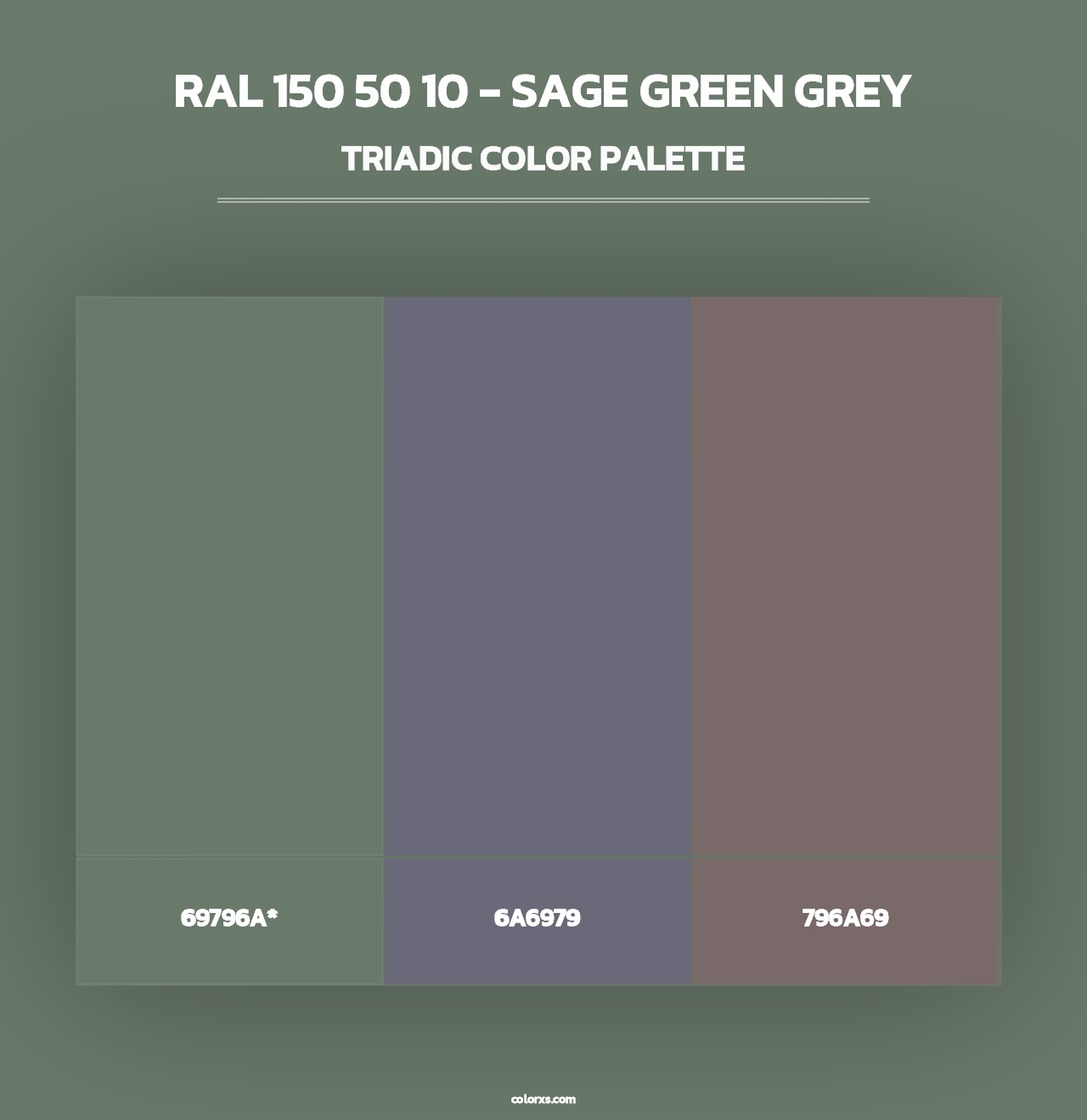 RAL 150 50 10 - Sage Green Grey - Triadic Color Palette