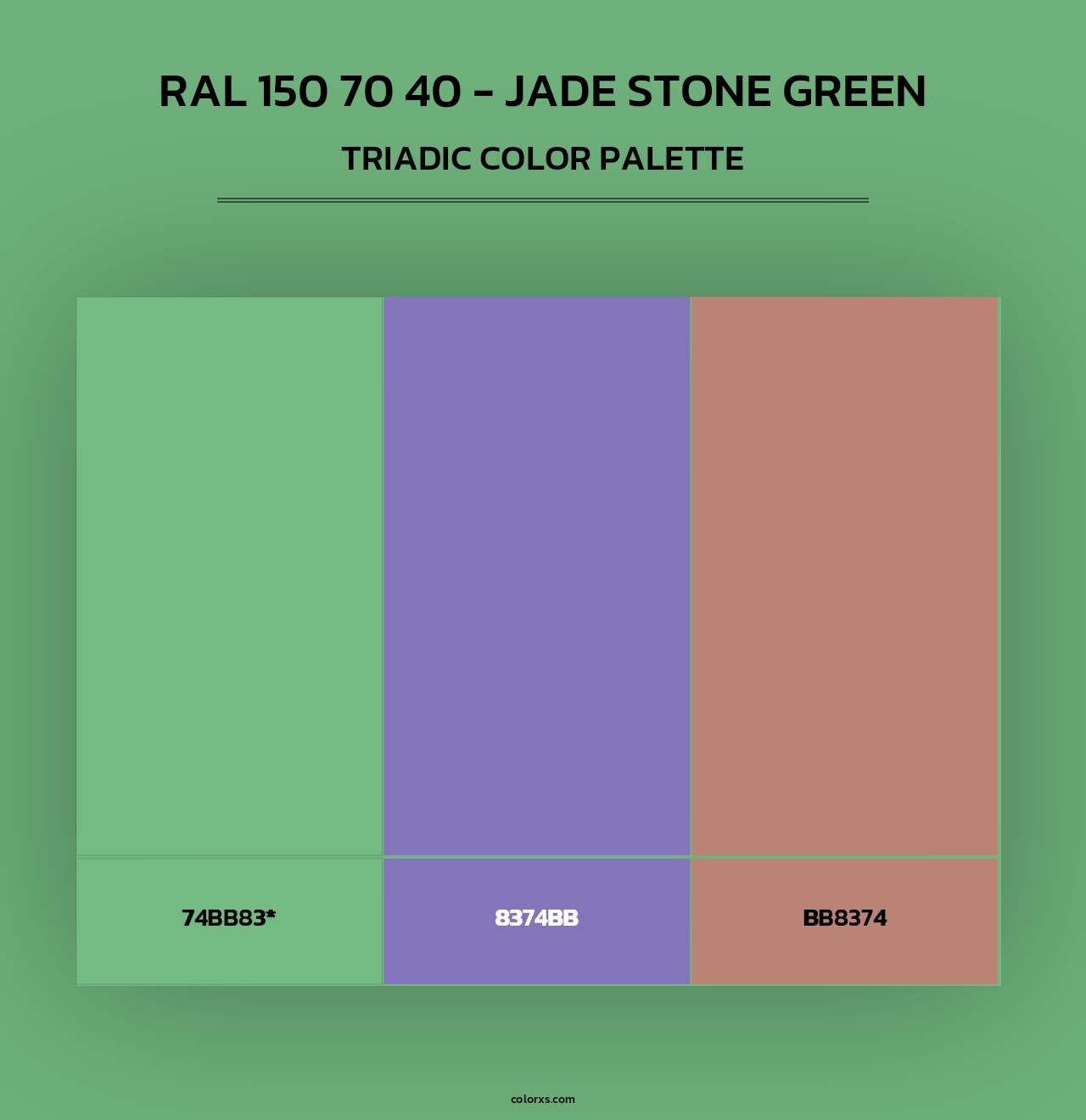 RAL 150 70 40 - Jade Stone Green - Triadic Color Palette