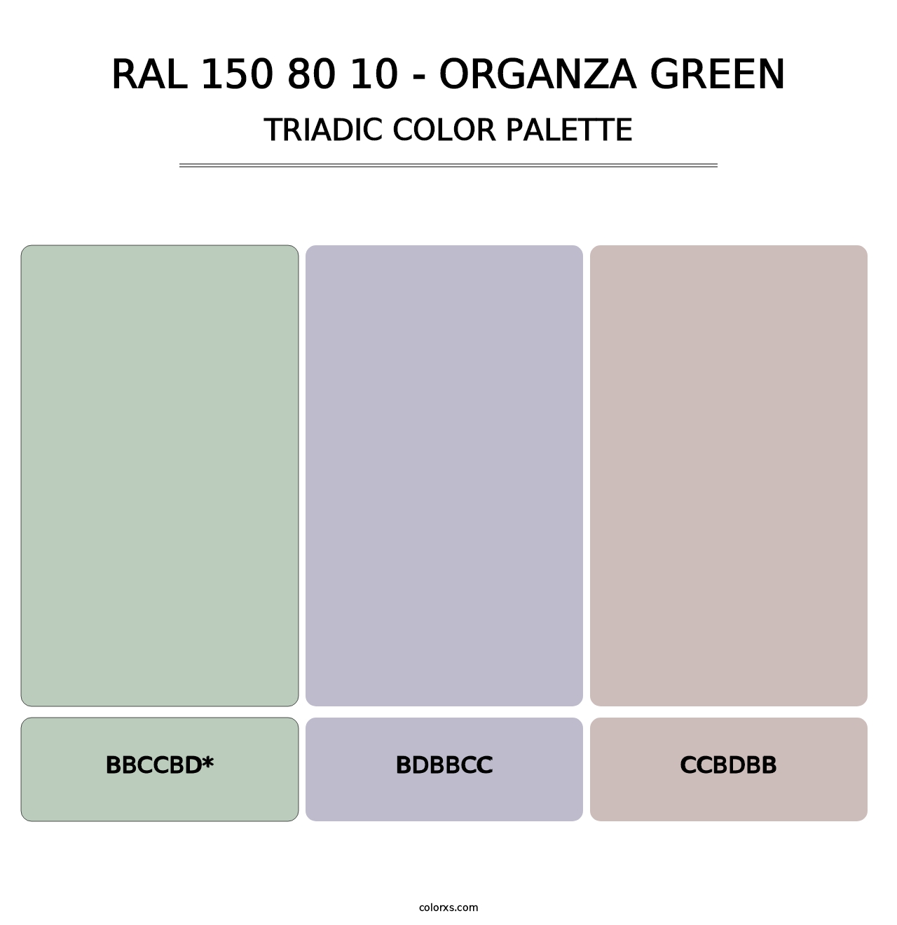 RAL 150 80 10 - Organza Green - Triadic Color Palette