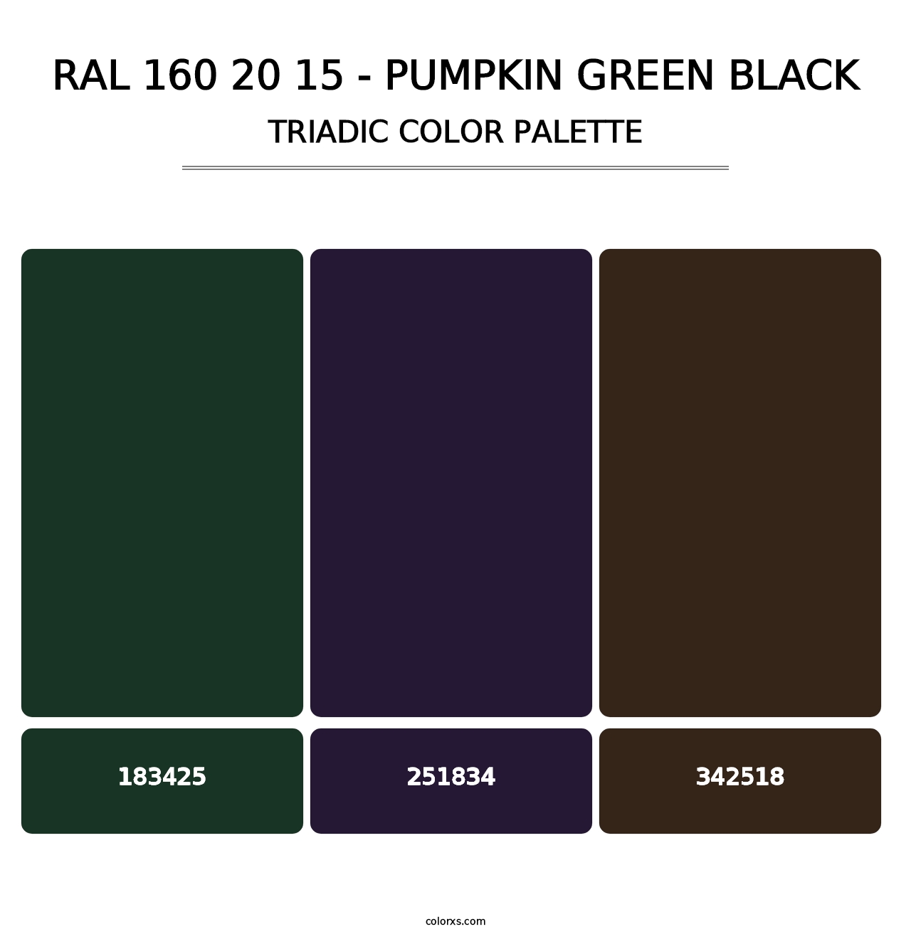 RAL 160 20 15 - Pumpkin Green Black - Triadic Color Palette