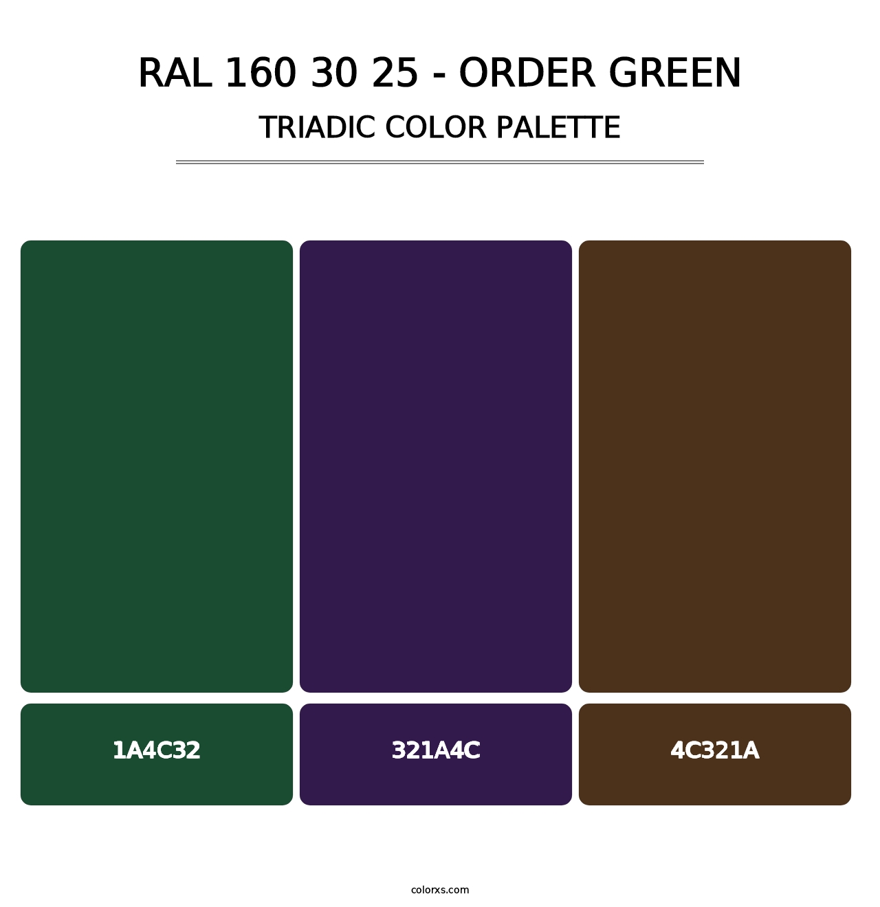 RAL 160 30 25 - Order Green - Triadic Color Palette