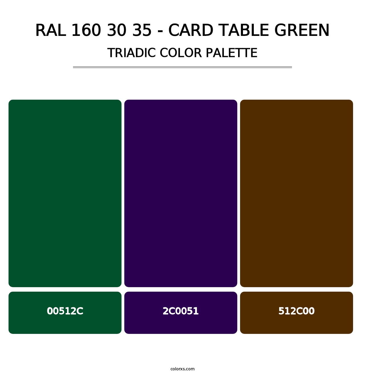 RAL 160 30 35 - Card Table Green - Triadic Color Palette