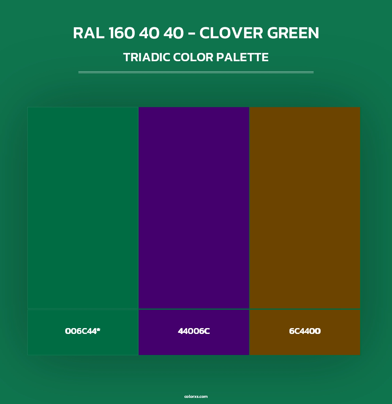 RAL 160 40 40 - Clover Green - Triadic Color Palette