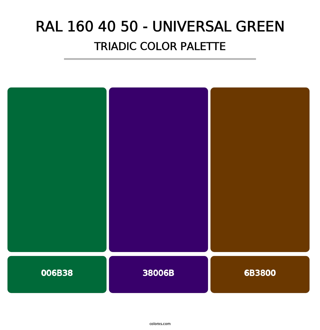 RAL 160 40 50 - Universal Green - Triadic Color Palette