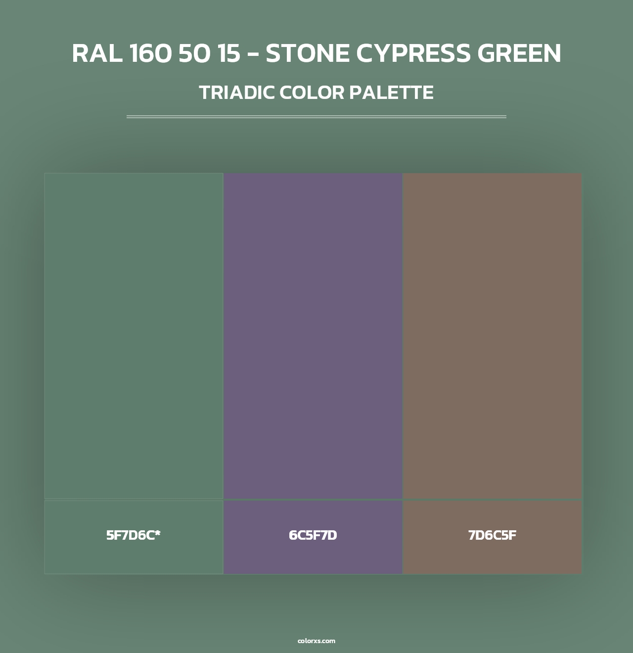 RAL 160 50 15 - Stone Cypress Green - Triadic Color Palette
