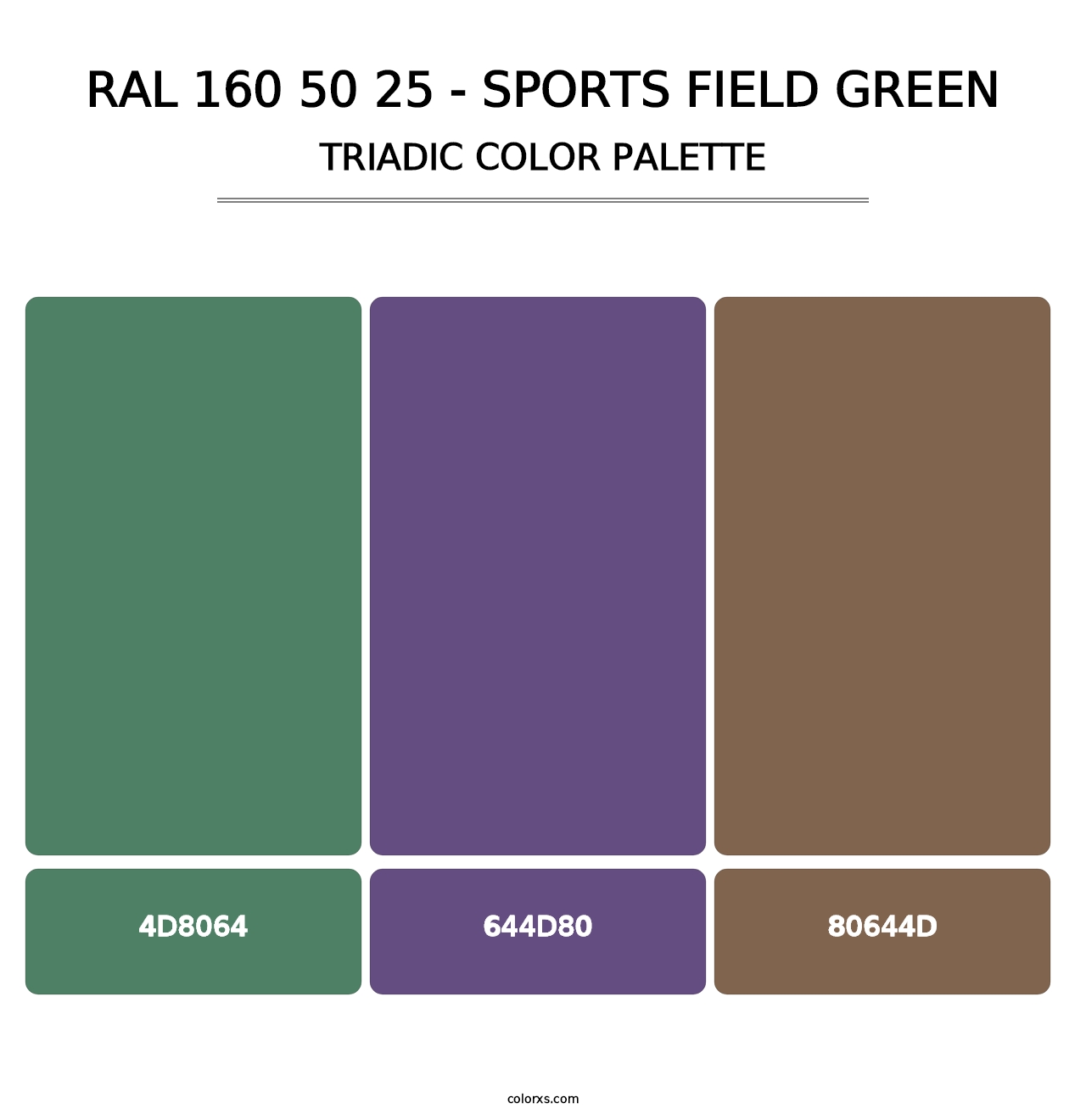 RAL 160 50 25 - Sports Field Green - Triadic Color Palette