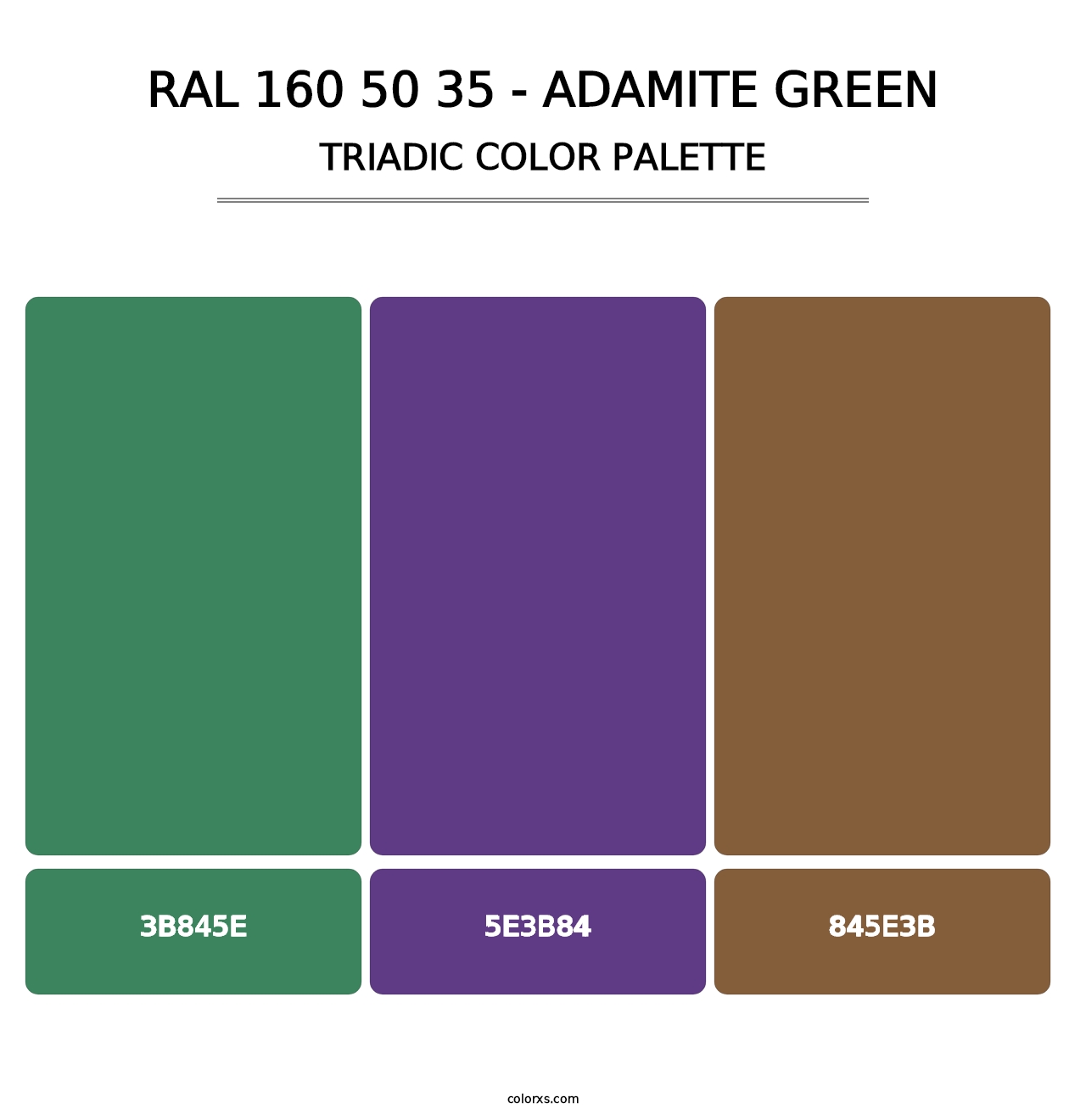 RAL 160 50 35 - Adamite Green - Triadic Color Palette