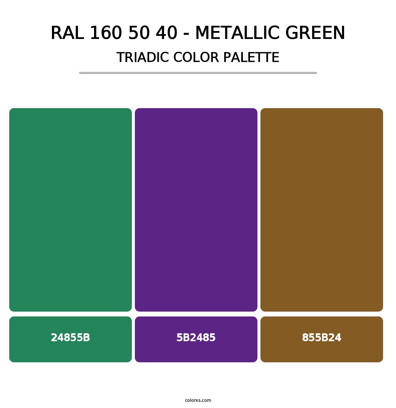 RAL 160 50 40 - Metallic Green - Triadic Color Palette