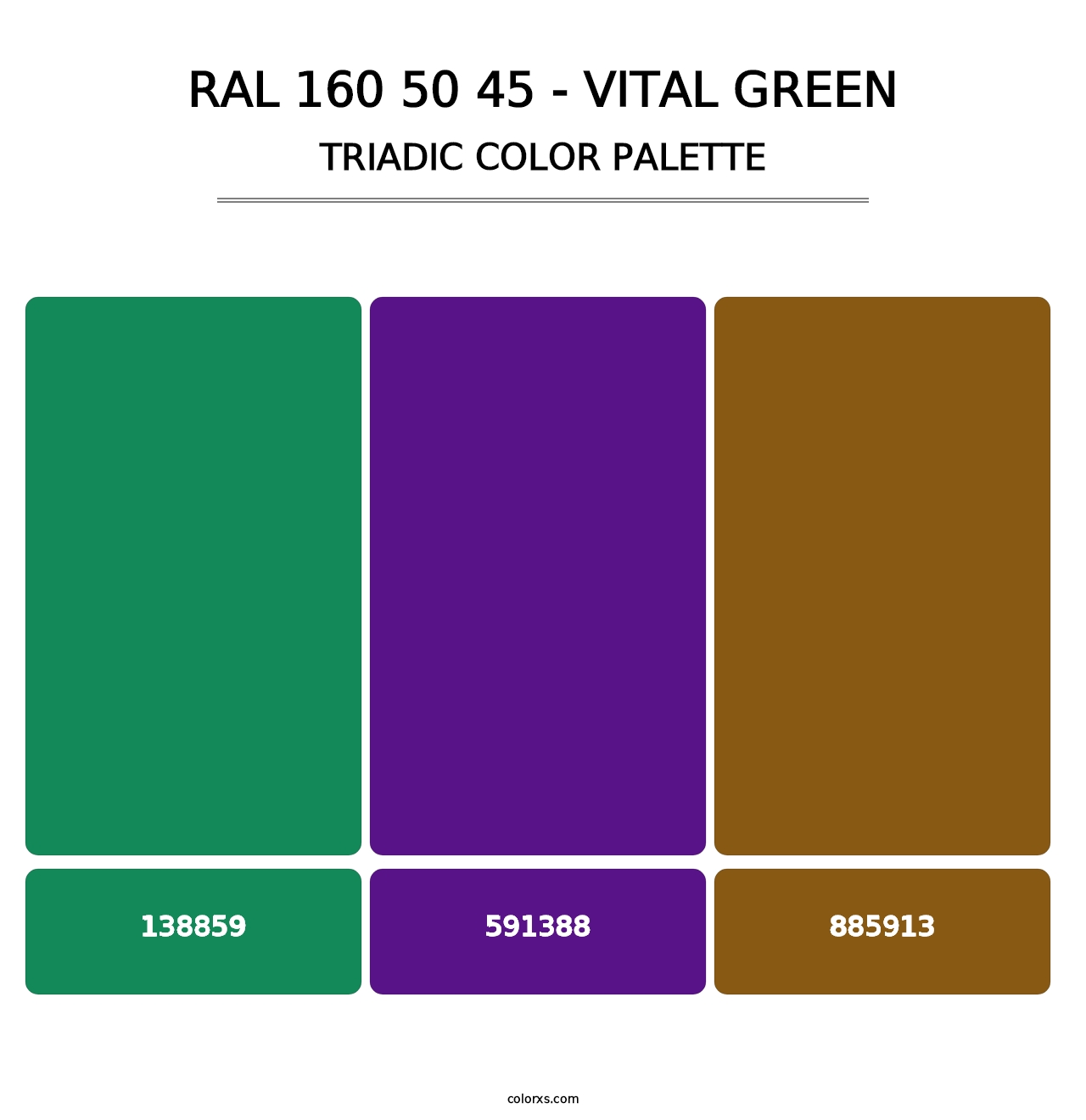 RAL 160 50 45 - Vital Green - Triadic Color Palette
