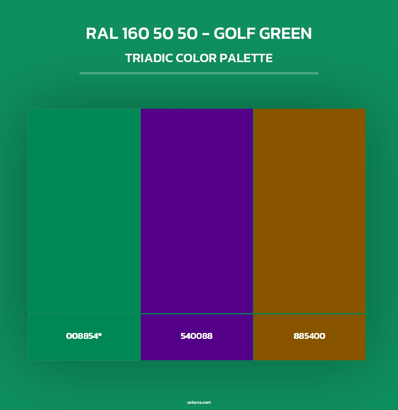 RAL 160 50 50 - Golf Green - Triadic Color Palette