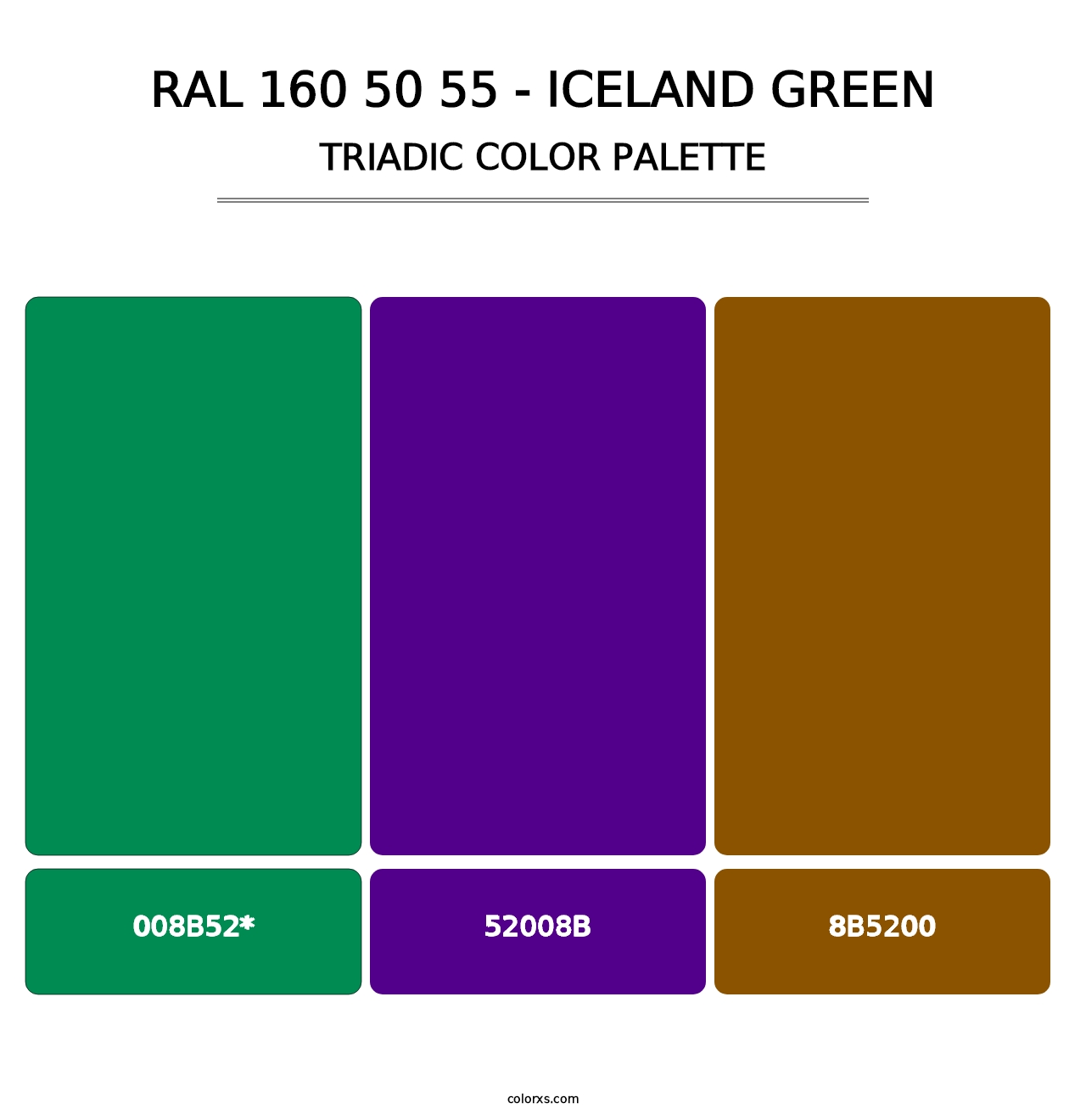 RAL 160 50 55 - Iceland Green - Triadic Color Palette