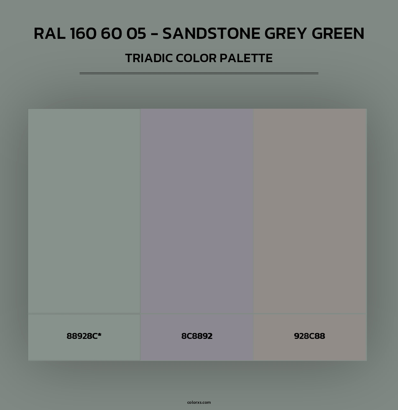 RAL 160 60 05 - Sandstone Grey Green - Triadic Color Palette