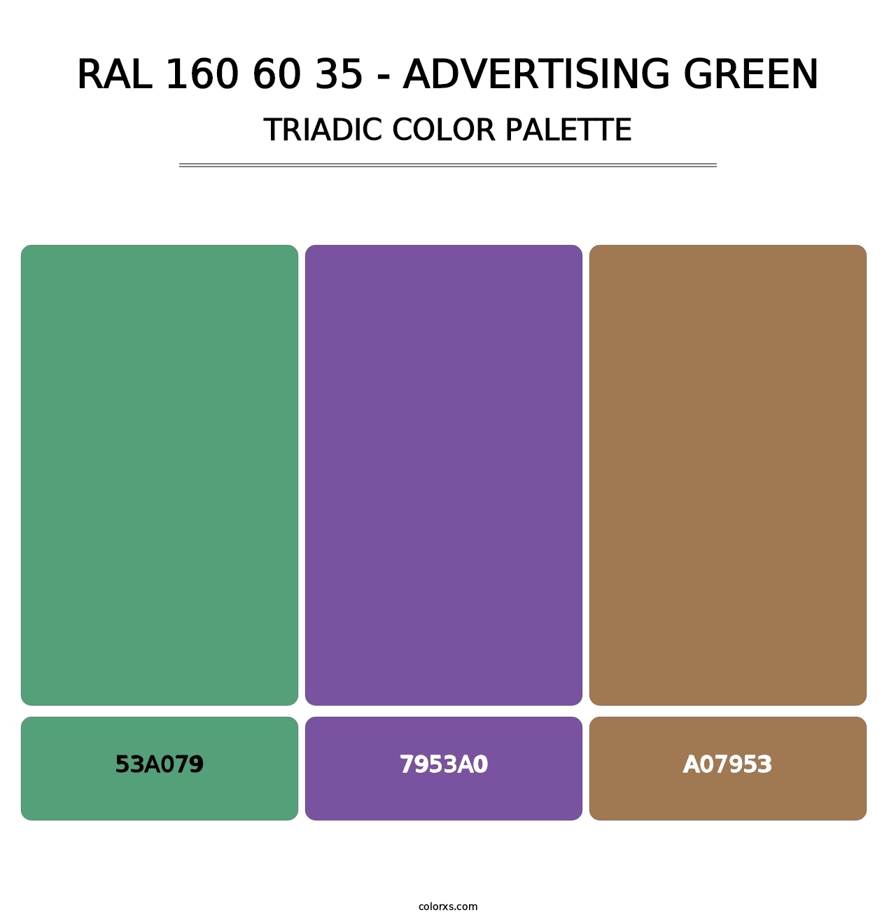 RAL 160 60 35 - Advertising Green - Triadic Color Palette