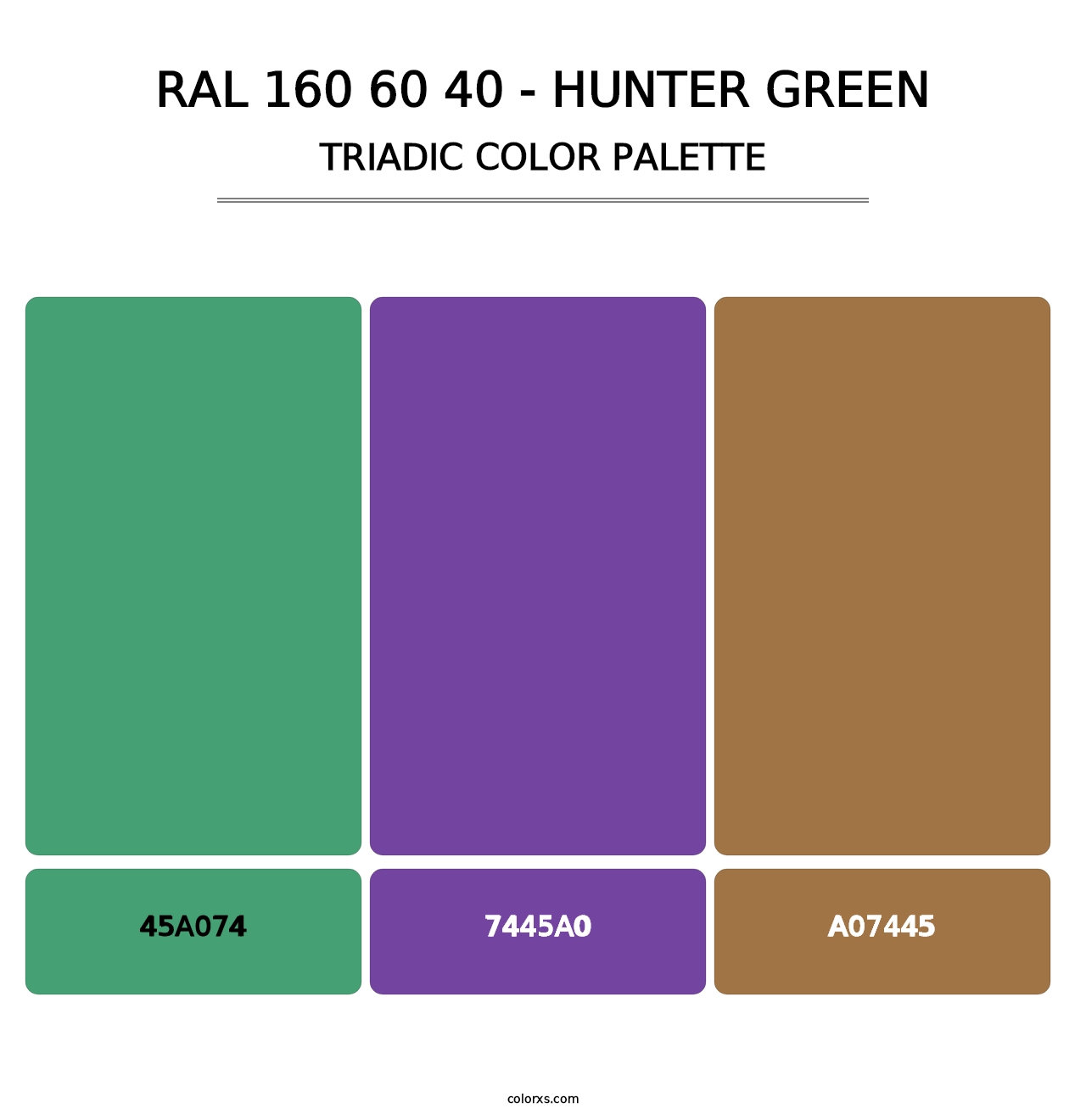 RAL 160 60 40 - Hunter Green - Triadic Color Palette
