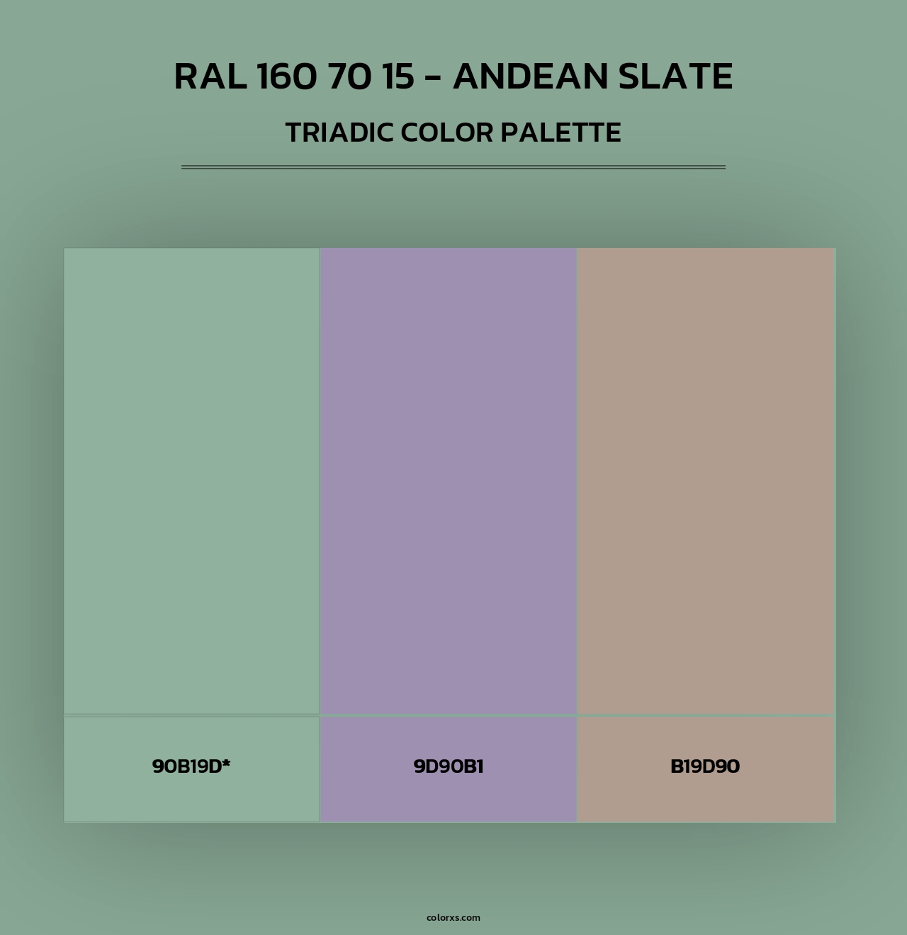 RAL 160 70 15 - Andean Slate - Triadic Color Palette