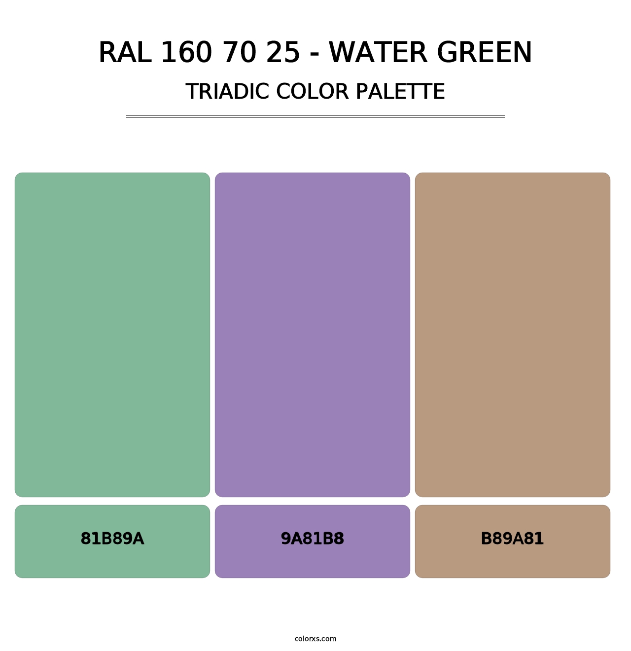 RAL 160 70 25 - Water Green - Triadic Color Palette
