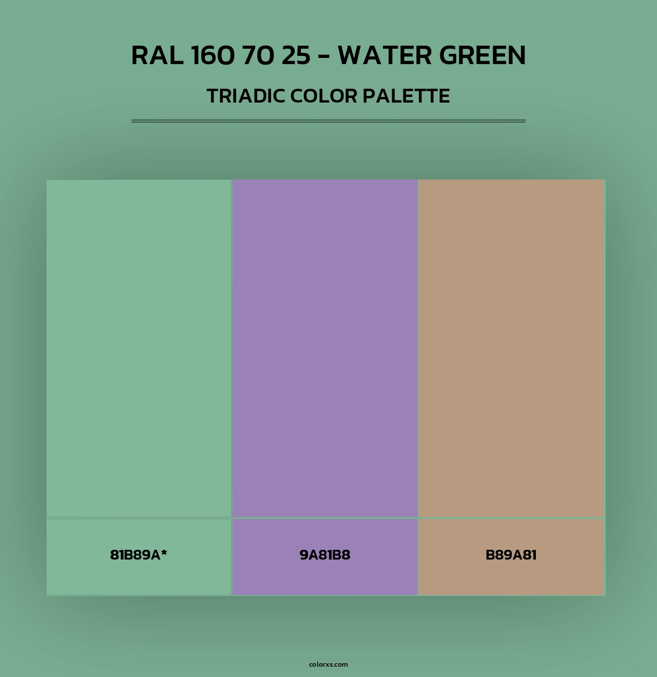 RAL 160 70 25 - Water Green - Triadic Color Palette