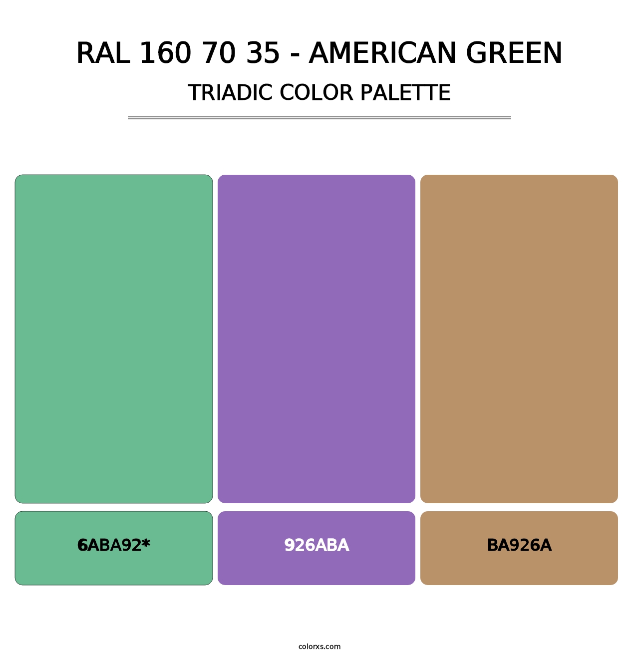 RAL 160 70 35 - American Green - Triadic Color Palette