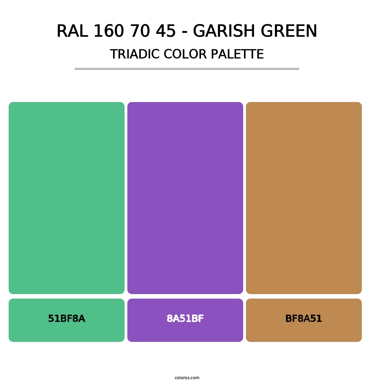 RAL 160 70 45 - Garish Green - Triadic Color Palette