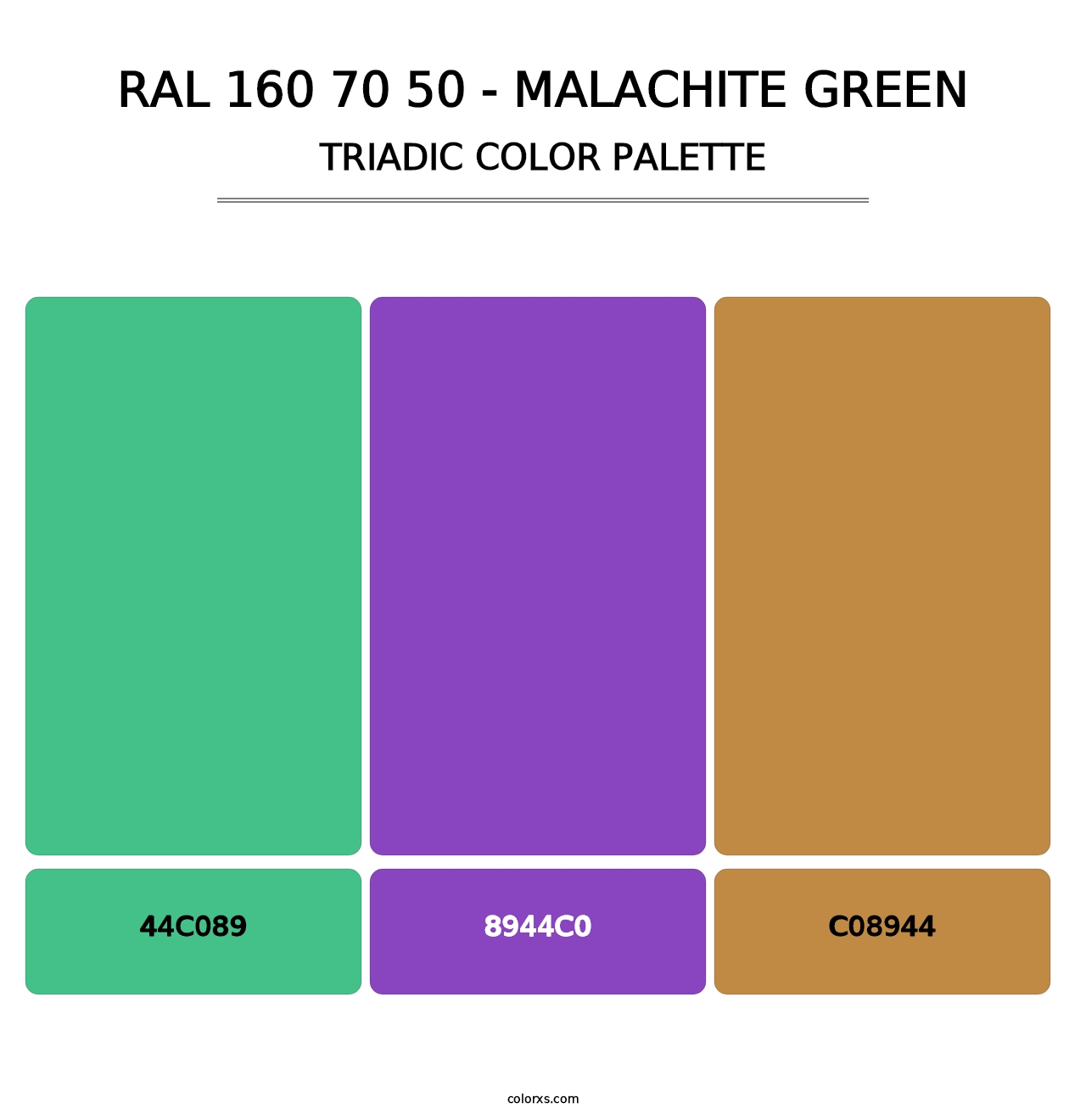 RAL 160 70 50 - Malachite Green - Triadic Color Palette
