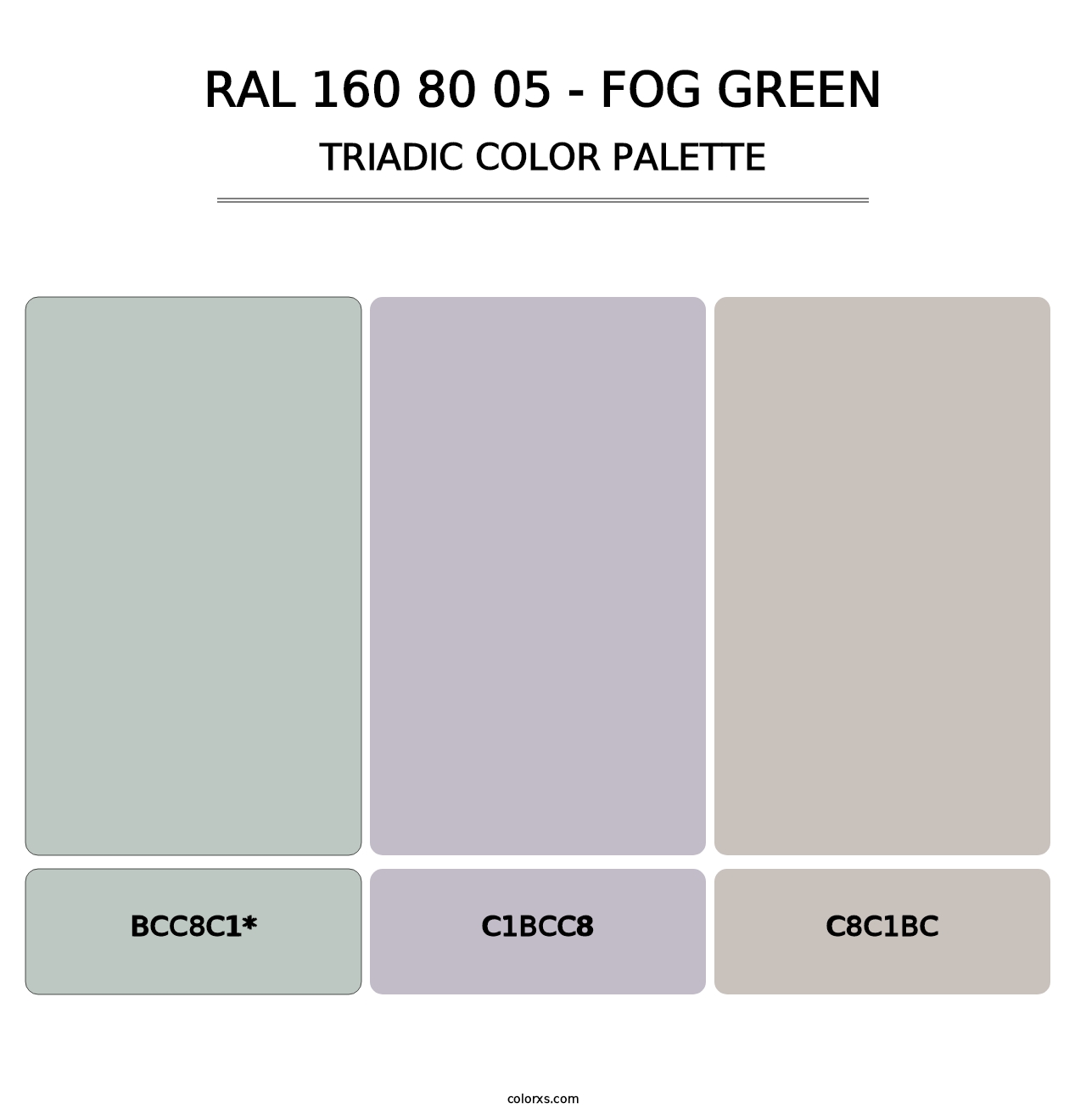 RAL 160 80 05 - Fog Green - Triadic Color Palette